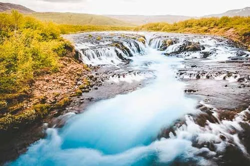 Hiking to Brúarfoss Waterfall