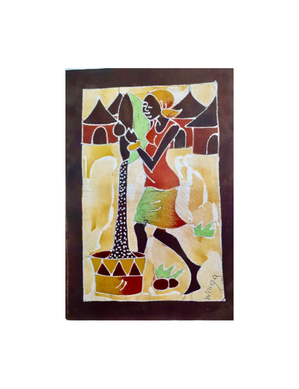 ....Batik - African Scene 5..Batik - Scène d'Afrique 5....