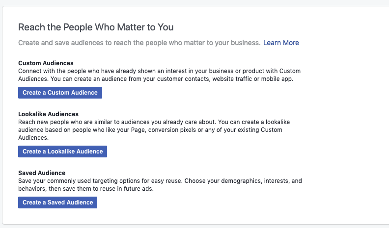 Then click ‘Create A Custom Audience’