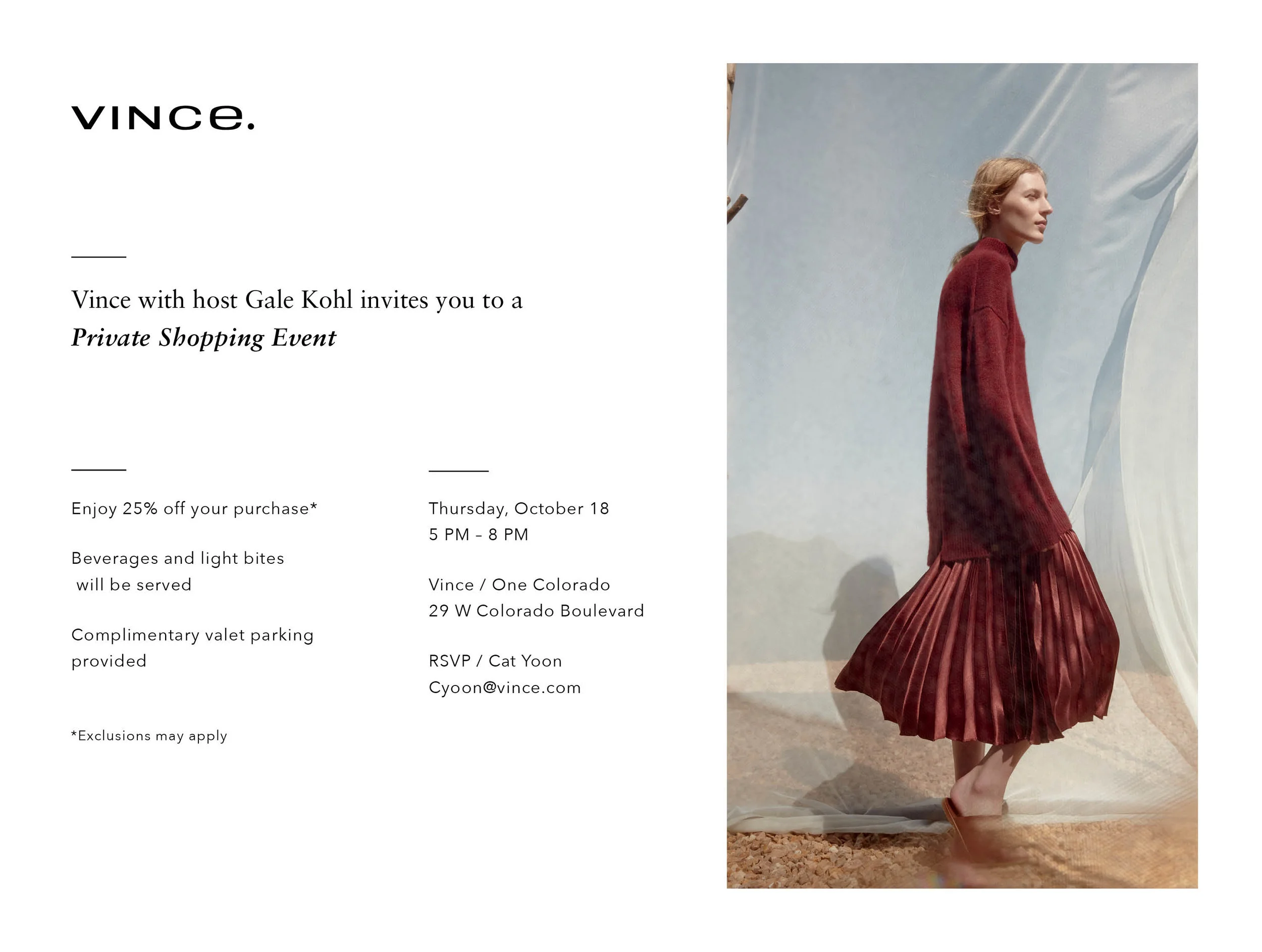 Vince with host Gale Kohl | THIS THURSDAY | Private Shopping Event 