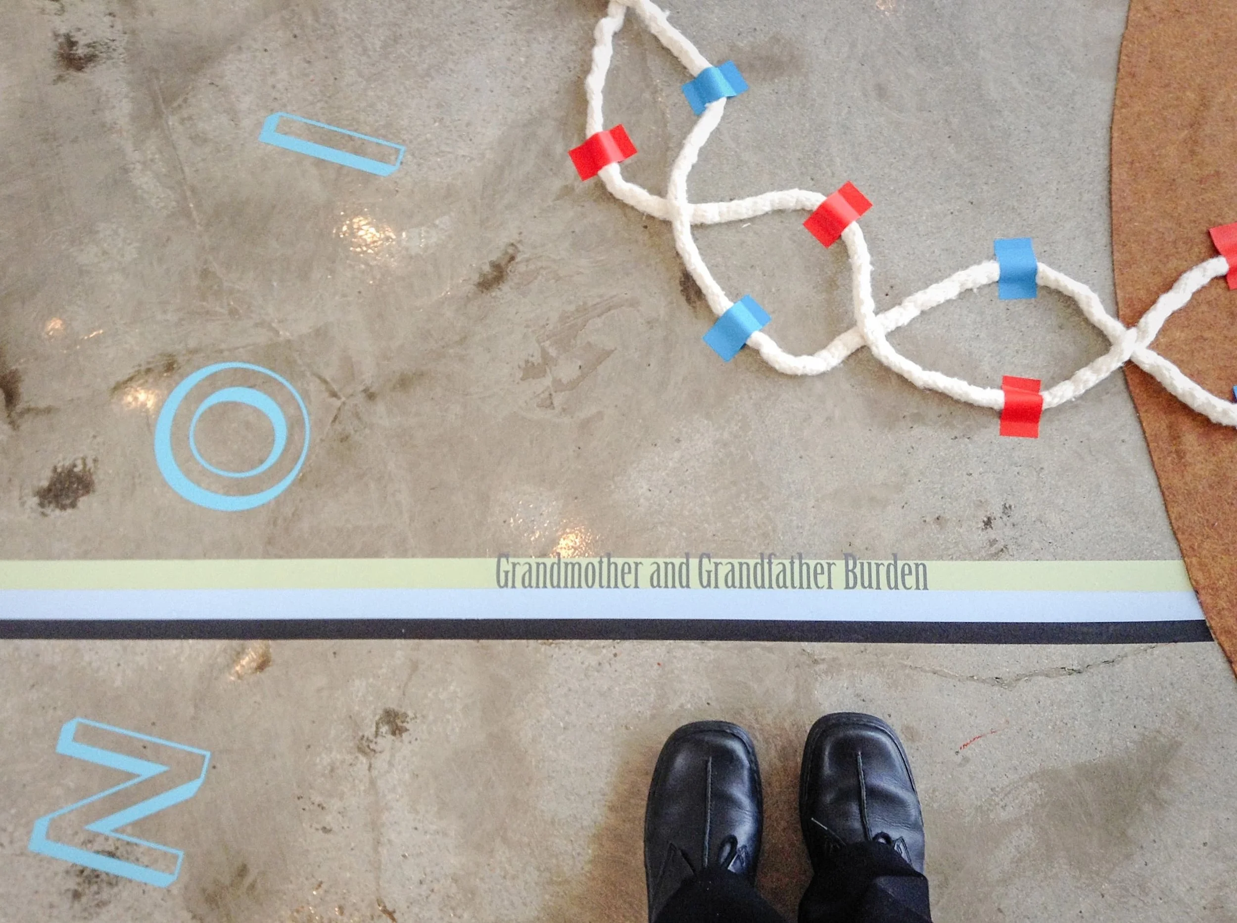 My Ántonia; Instructions for Seeing (2015) Installation. 50 × 50 ft. Vinyl, felt and cotton cord. Constellation Studios, Lincoln, NE.