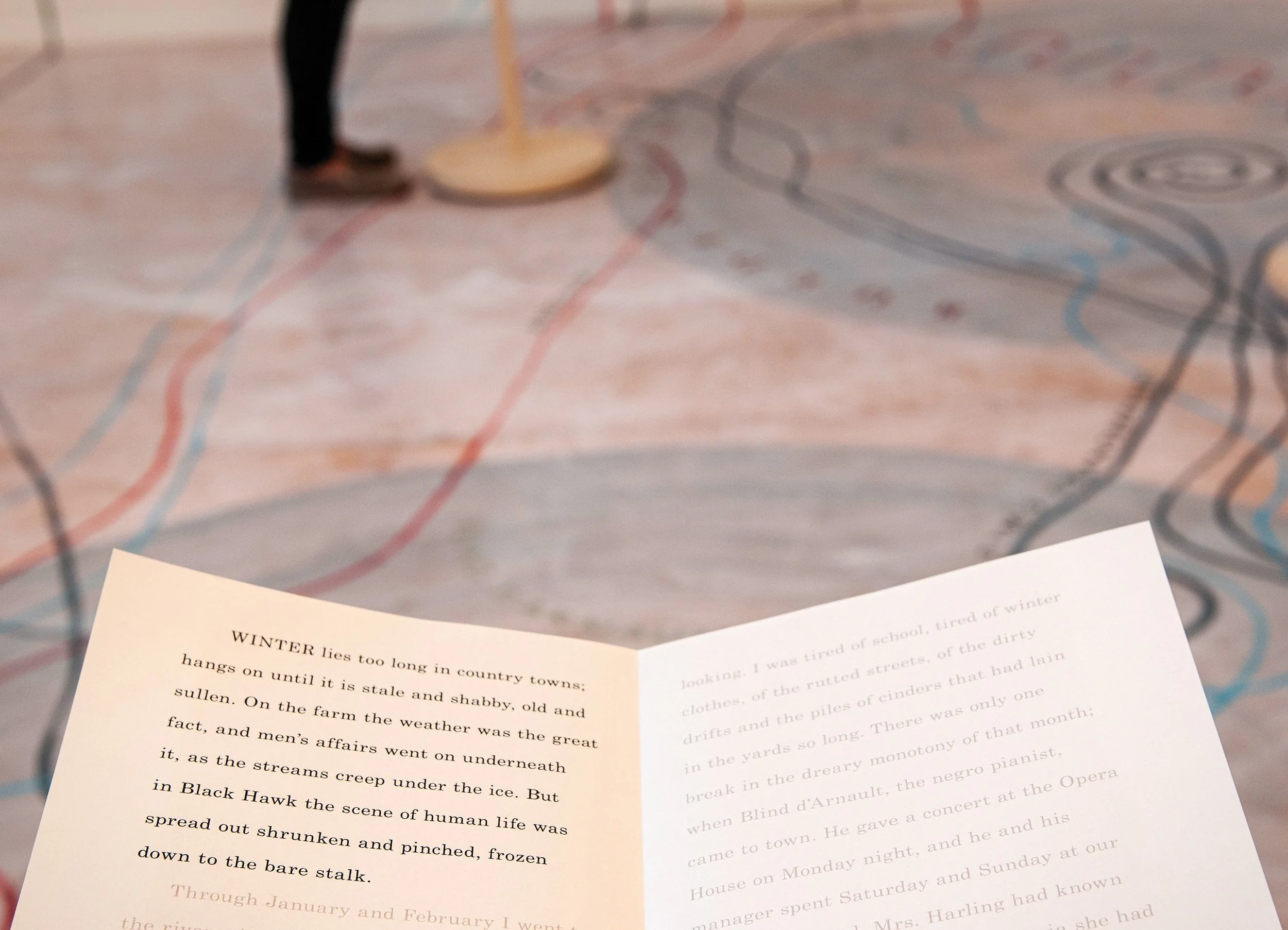 My Ántonia: Lost and Found (2012) Installation 50 × 50 ft. Painted floor and wood furniture. Hoffman Gallery, Oregon College of Art and Craft, Portland, OR