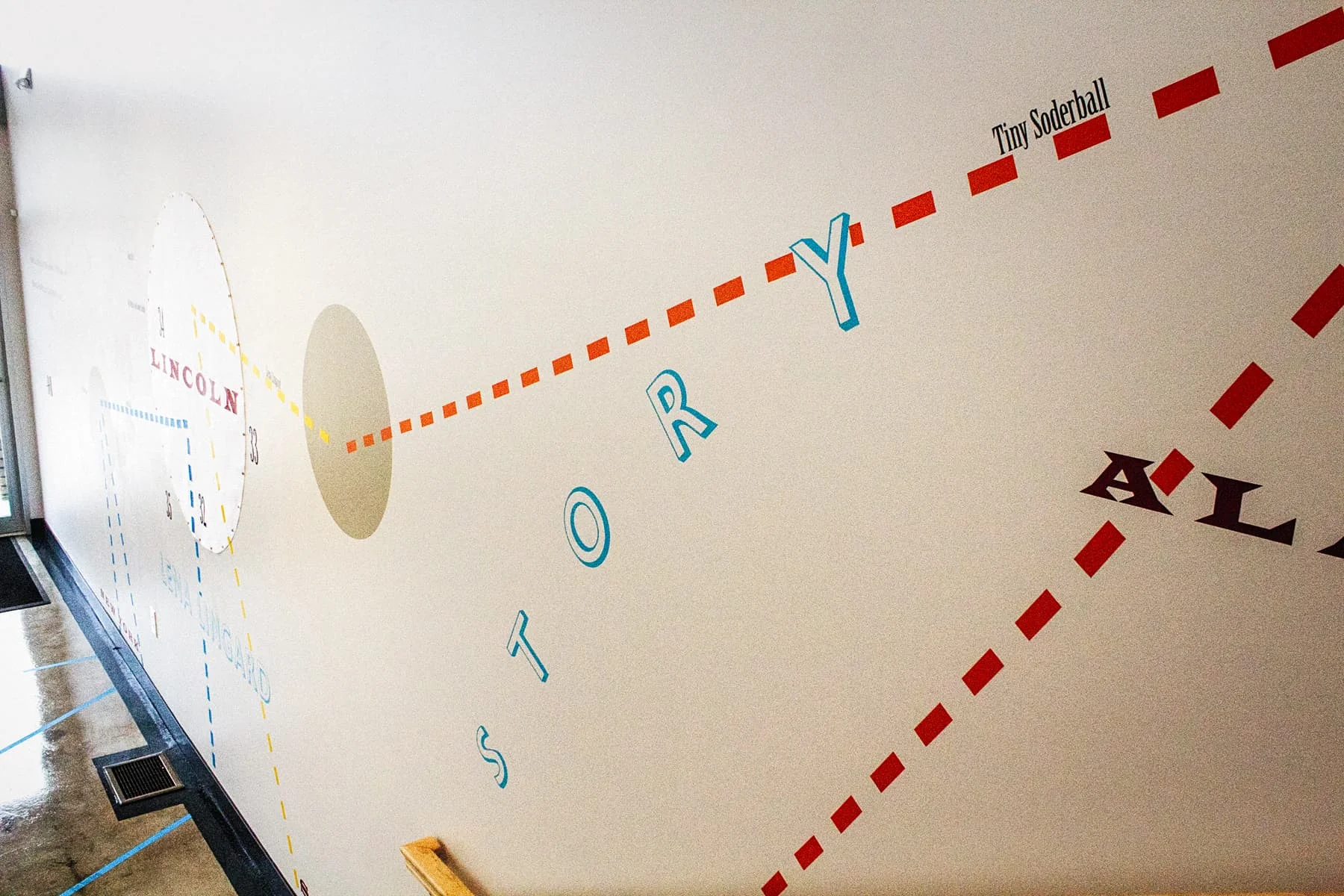 My Ántonia; Instructions for Seeing (2015) Installation. 50 × 50 ft. Vinyl, felt and cotton cord. Constellation Studios, Lincoln, NE.