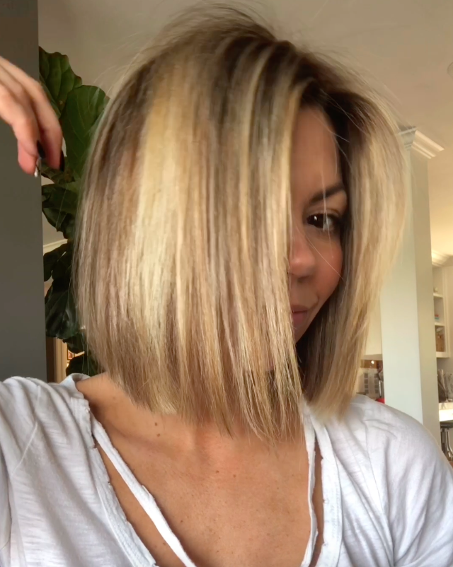 Sleek Blunt Cut Bob Blowout with Volume at the Roots