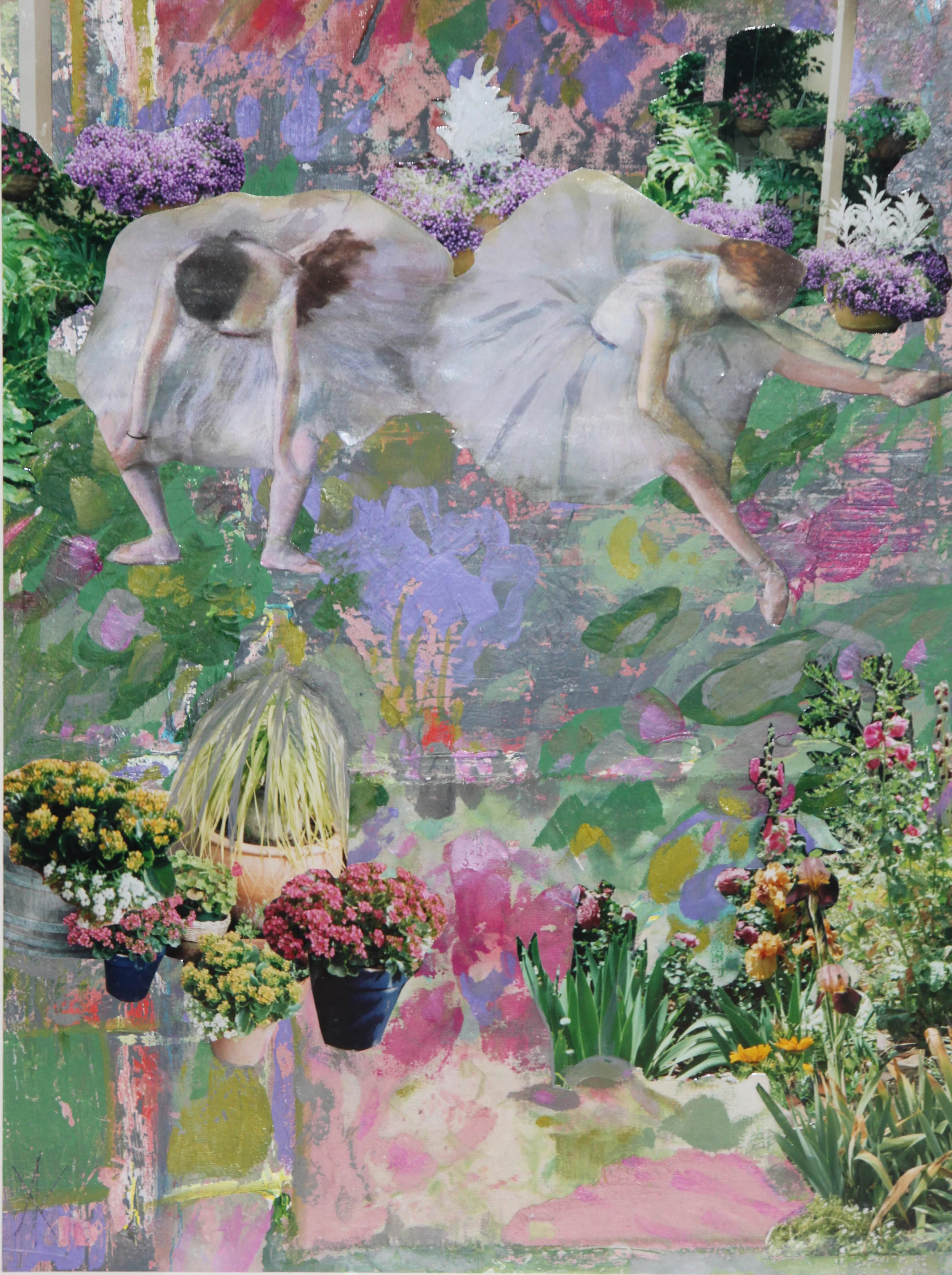 TITLE: Degas’s garden 1 MEDIUM: Acrylic paint and collage on paper DIMENSIONS: H59 x W49cm FRAMED