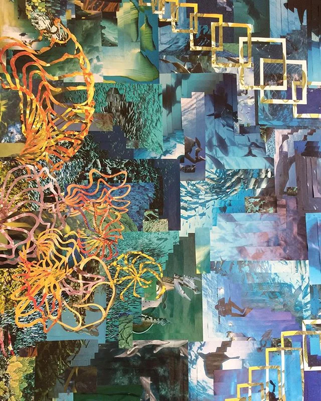 Progress shot, 4x5 ft / 120x160cm. To be continued. #papercollage #psychelicart #analogcollage #abstractcollage #abstractart #paperart