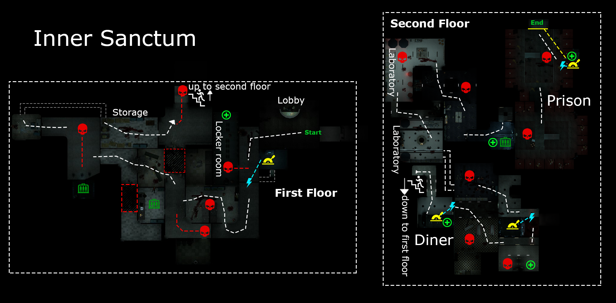 Top-down of the two floors