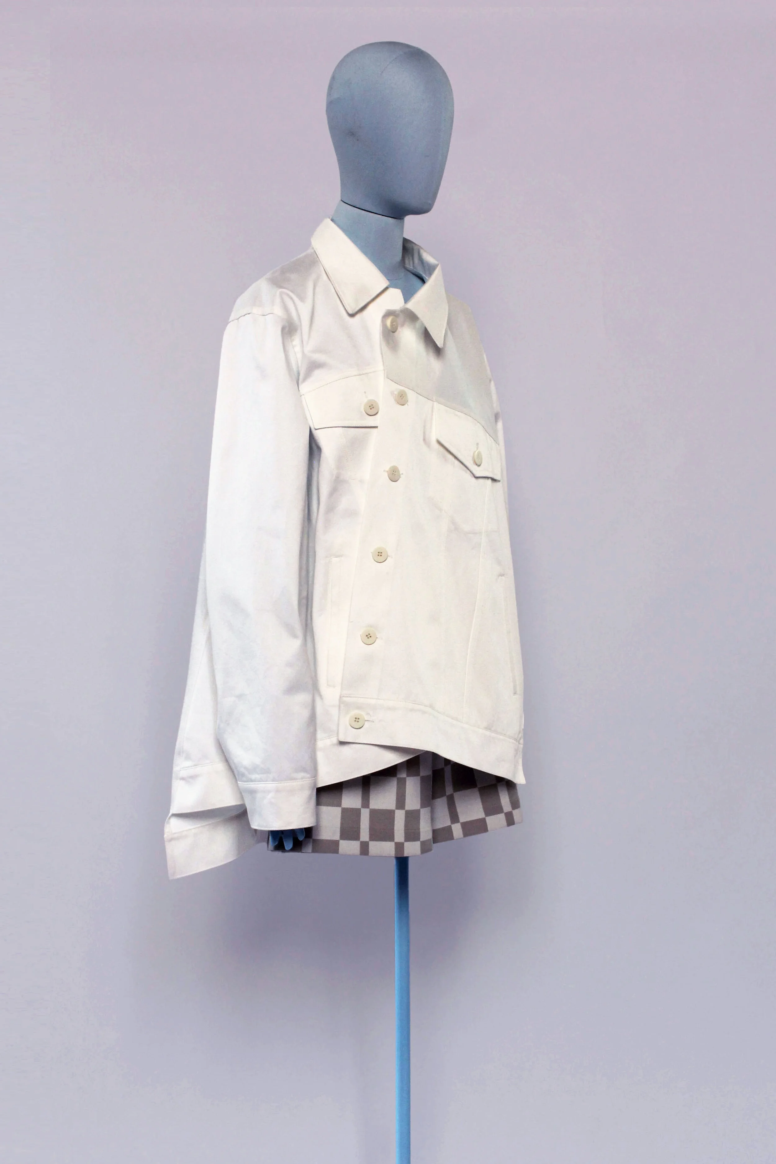 SS21 WHITE DENIM DECONSTRUCTED JACKET 