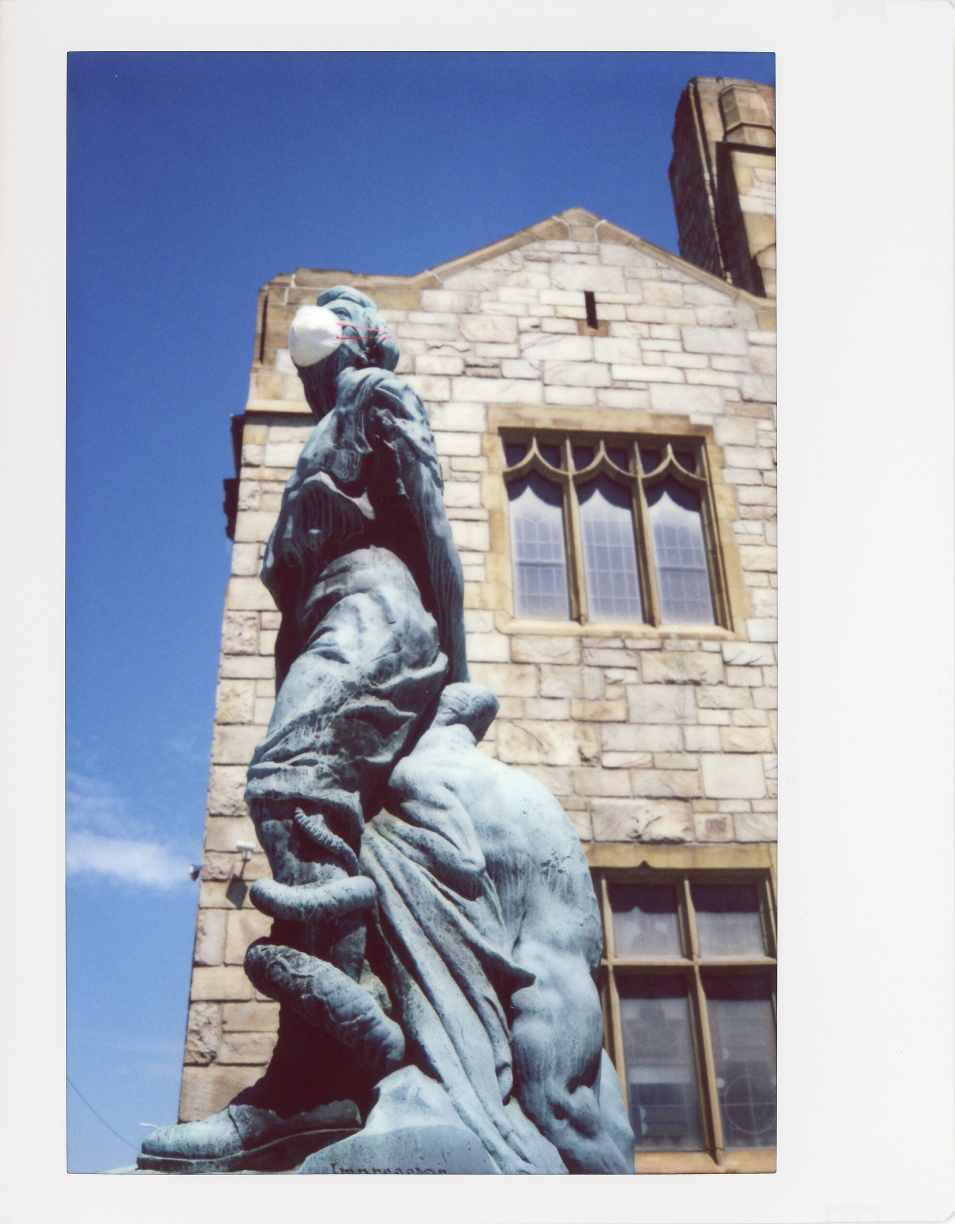   I think the statue at the Metropolitan United Methodist Church wearing a mask is the church’s way of reinforcing the importance of wearing them in public spaces in Detroit, MI on Thursday, June 18, 2020.  