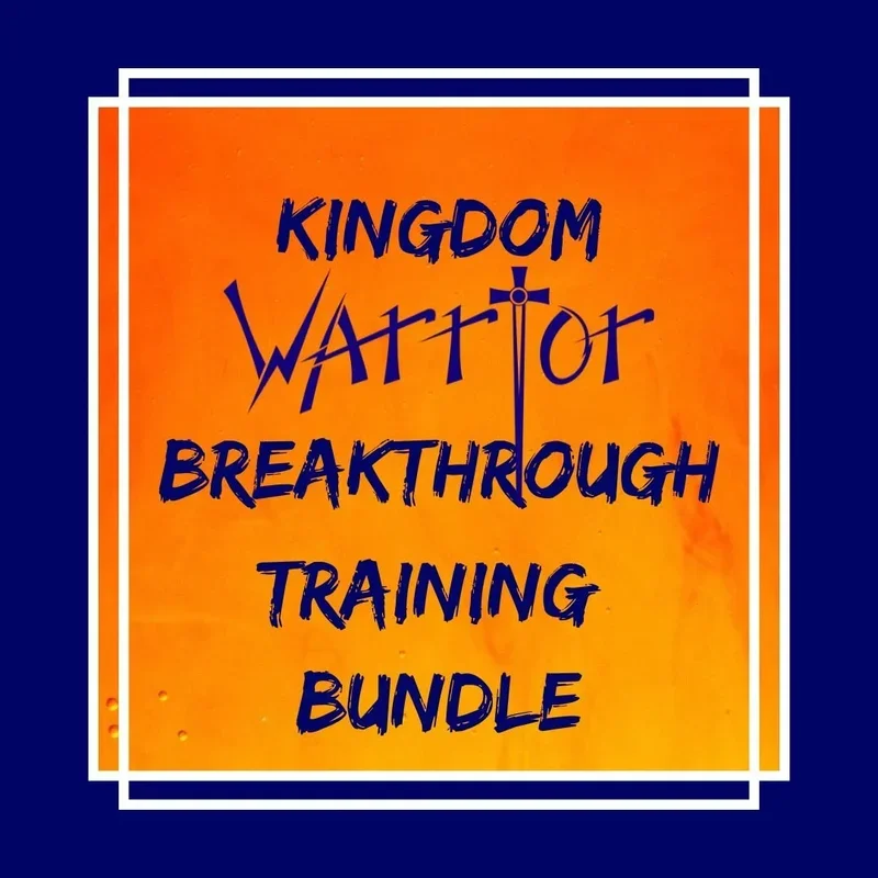 Cover image for Kingdom Warrior Breakthrough Training Bundle with orange background, white border, and dark blue warrior logo including a sword icon.