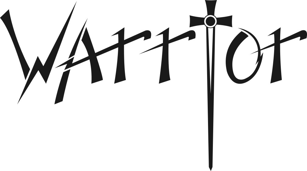 Logo containing the word 'WARRIOR' in black with a sword replacing the letter 'I' and a lightning bolt slash across the word.