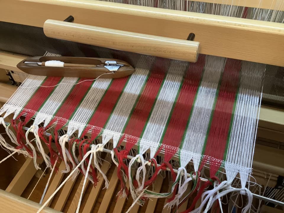 Happy Weaving Wednesday! 

Megan MacBride has started holiday weaving! 
&quot;My 2024 Christmas towels, as little more than a twinkle in the eye in May. These will be twill and basketweave in cottolin.&quot; 

What is on your loom today?