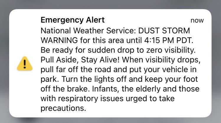 Dust storm warning