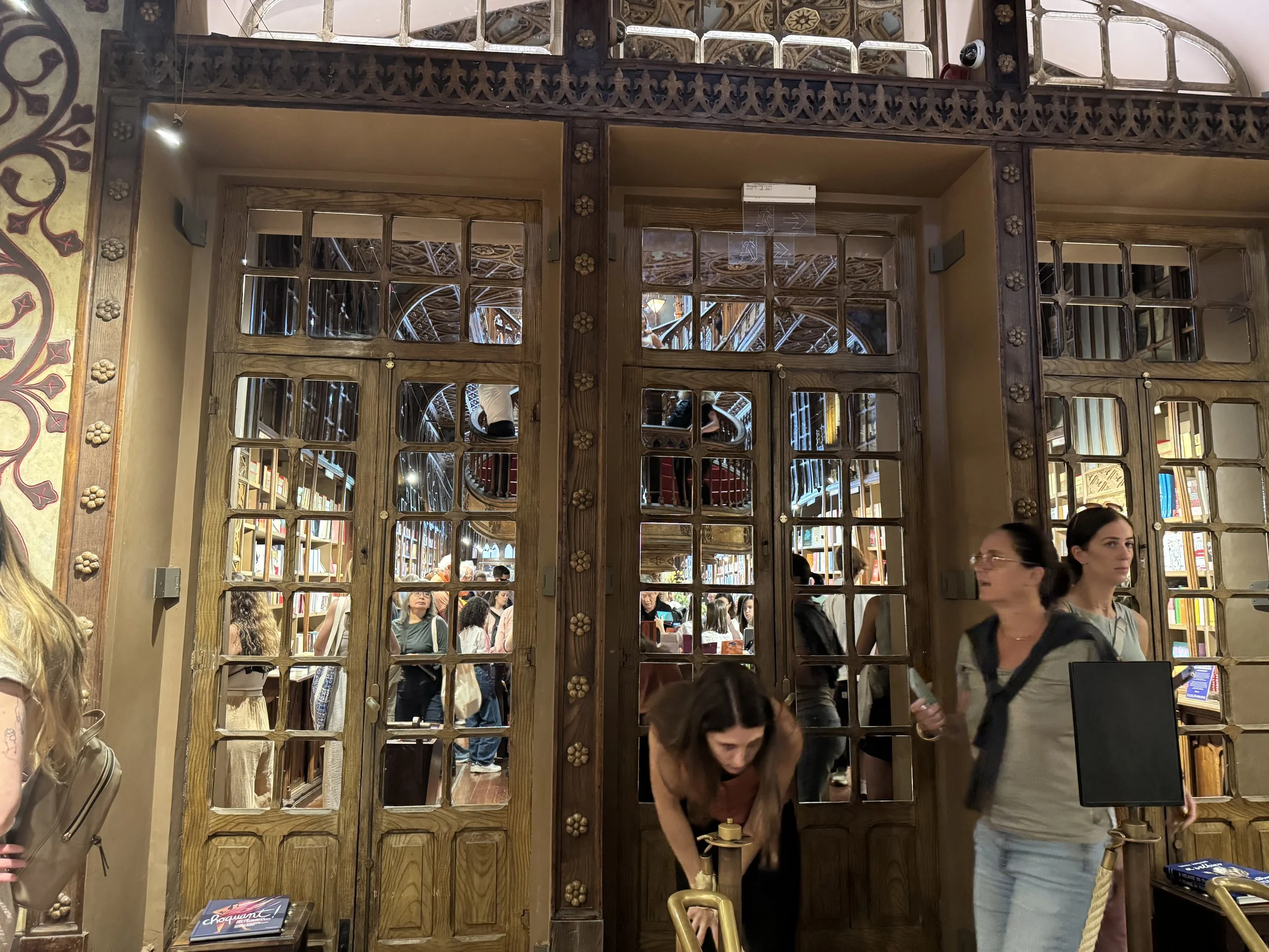 Bookstore through the mirrors at the back