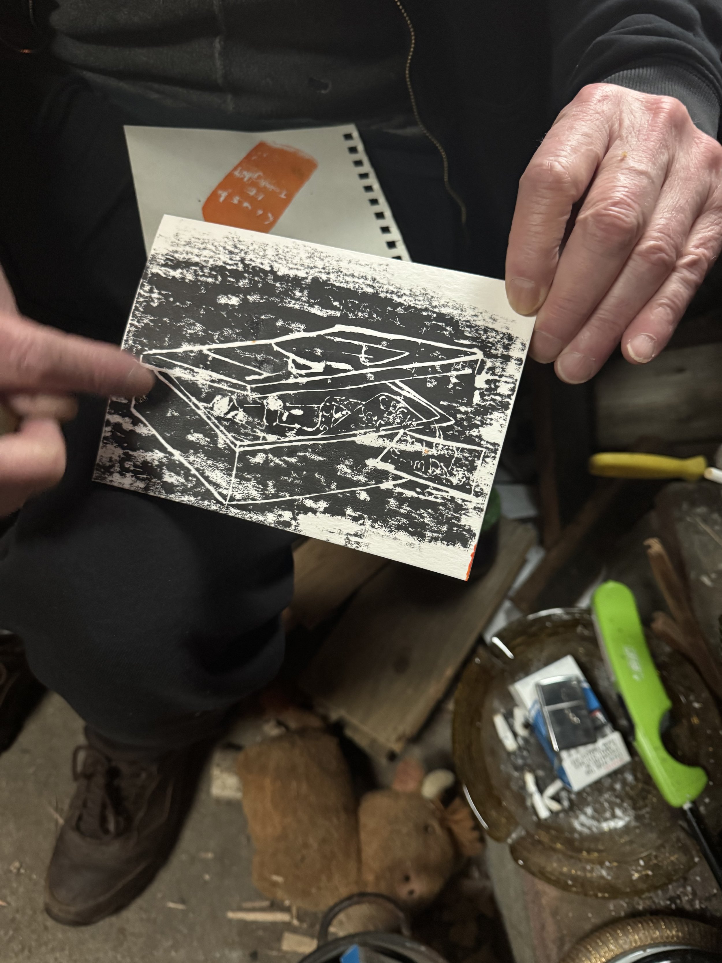 An earlier abandoned version of the People Places and Things opening night card