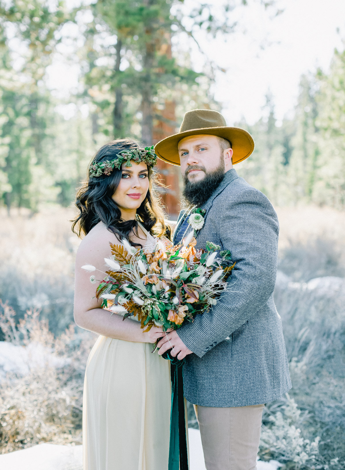 Lake Tahoe Winter Elopement Bride and Groom