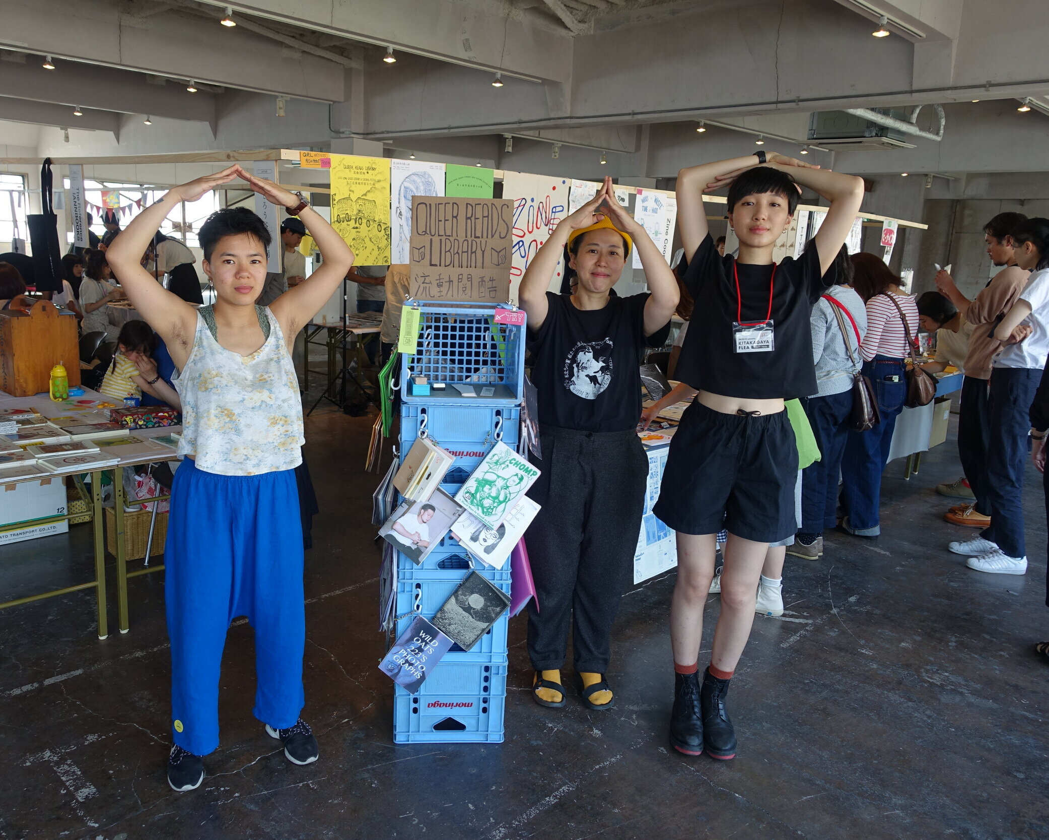 Rachel Lau, Beatrix Pang, Kaitlin Chan (left to right) at Kitakagaya Flea in Osaka, Japan, May 2019.