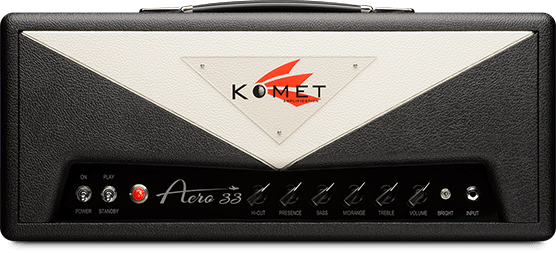 Aero 33 This new model is supremely touch responsive and beautifully musical in its sonic qualities. As with all Komet amplifiers, the Aero 33 feels as if it were wired to your finger tips - but this new design takes it to an entirely new level. It takes off with searing harmonics which are accentuated as you dig in.