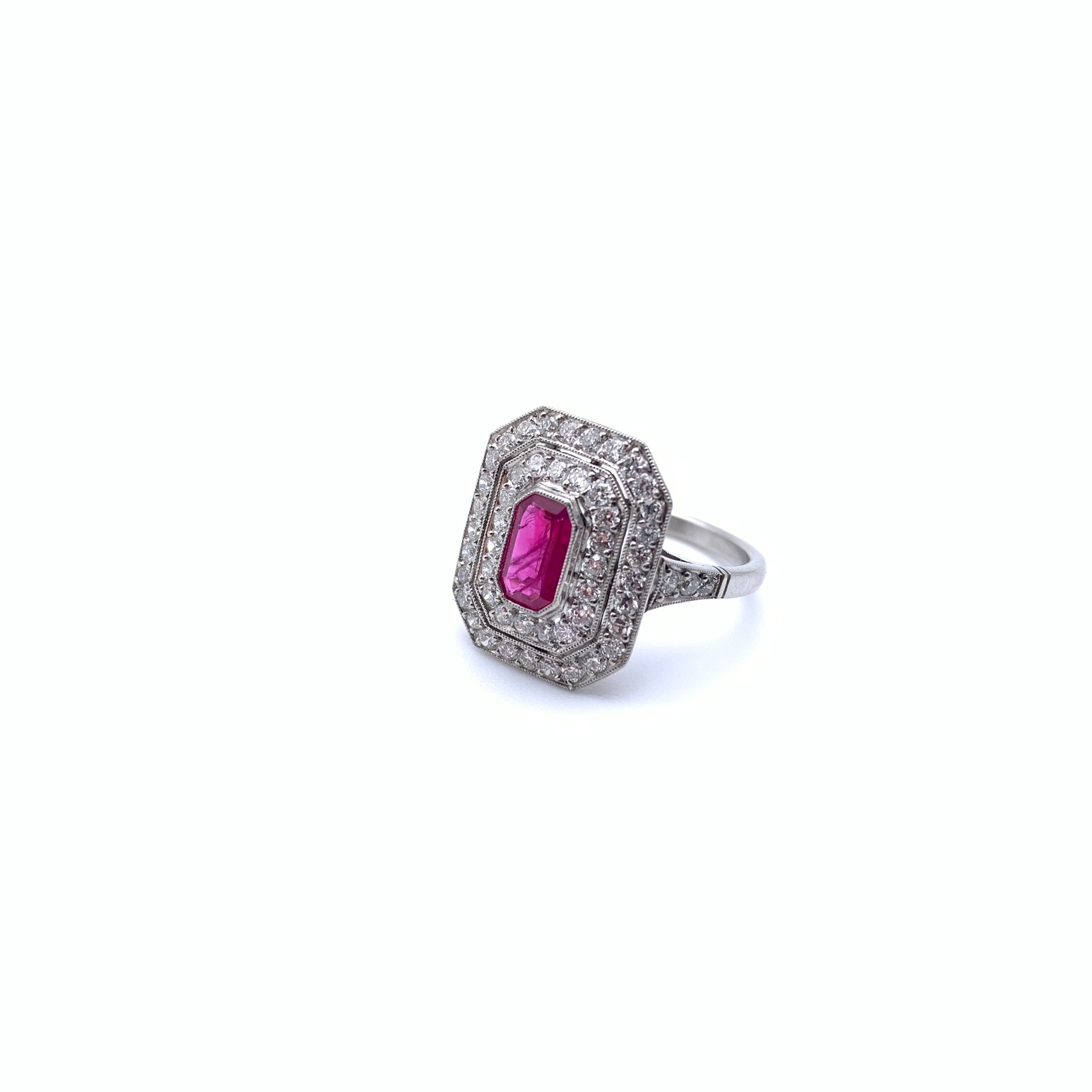 Double Halo Ruby Ring 