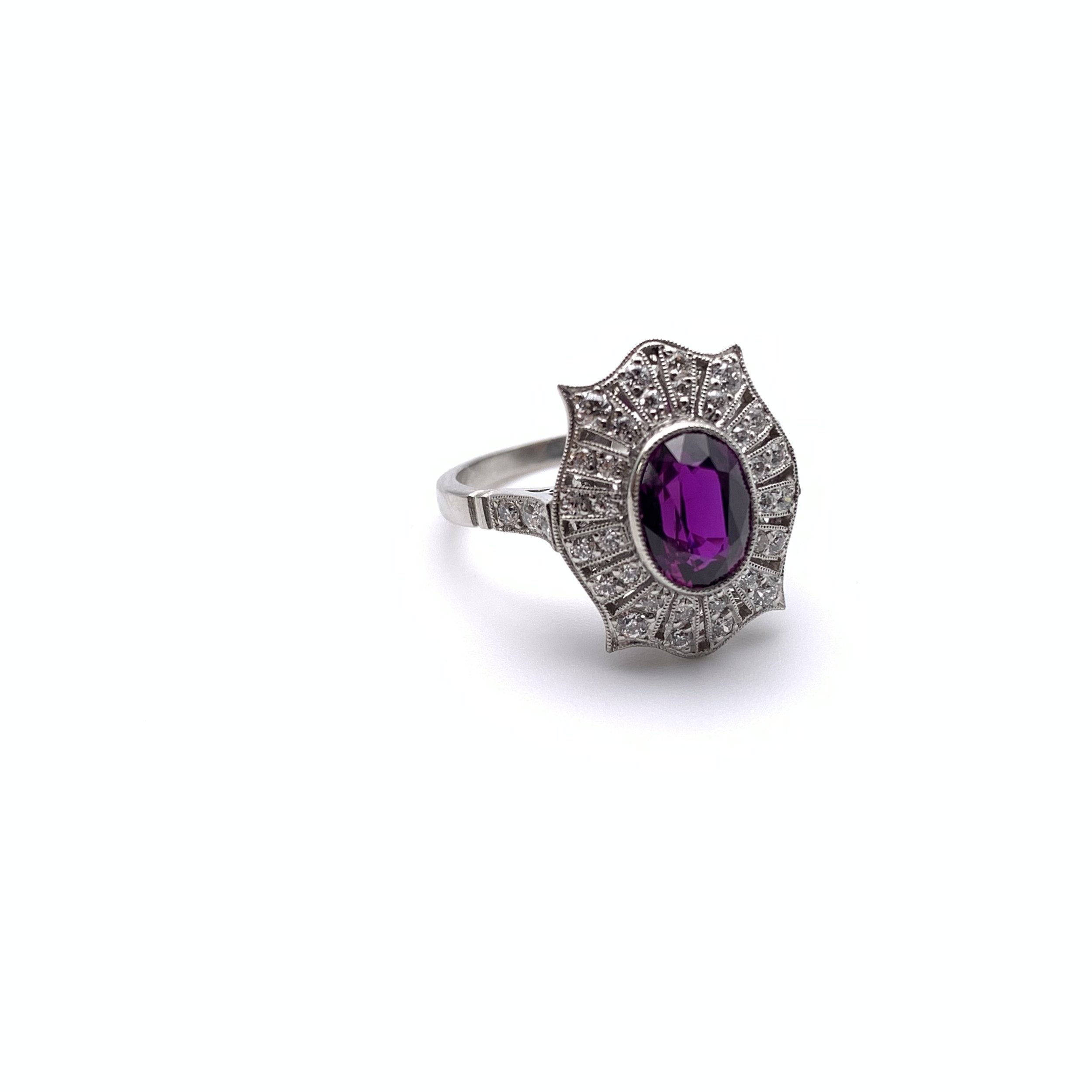 Purple Sapphire &amp; Diamond Ring 