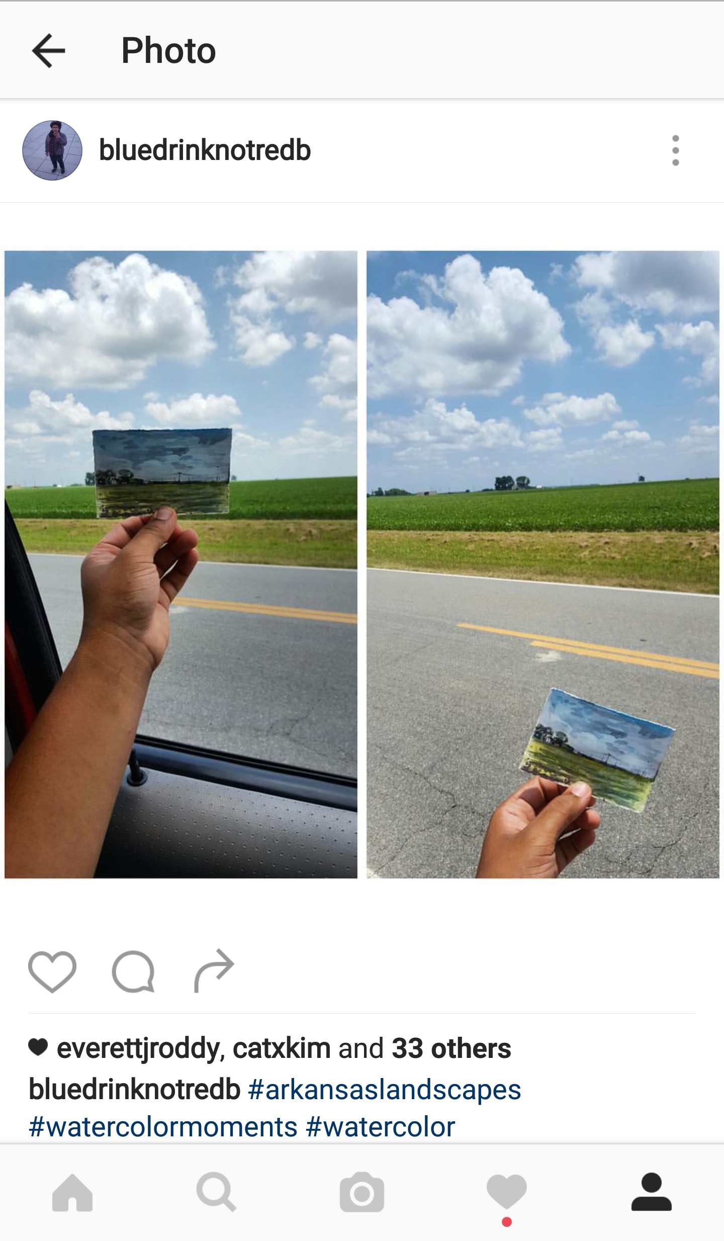  landscape as seen on Instagram, watercolor on paper 