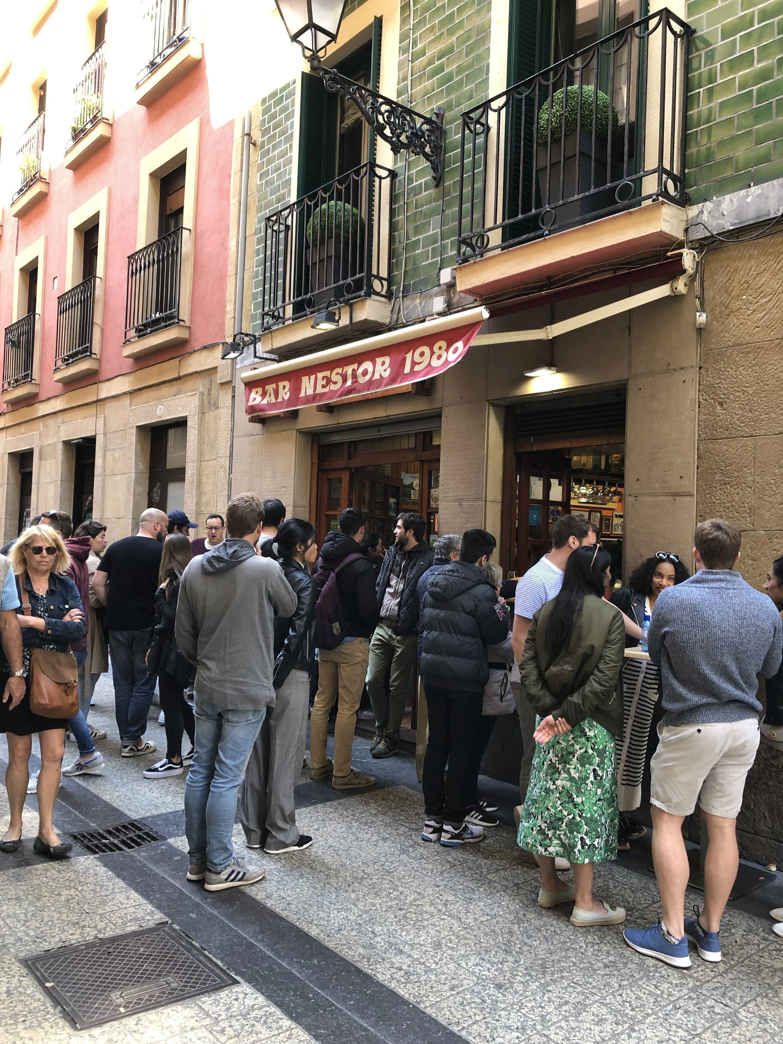Photo I took while waiting to eat tomatoes, peppers & steak at bar Nestor in San Sebastian