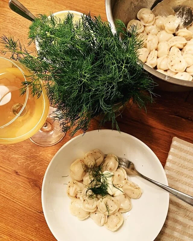 seems like a whole lotta you are right there with me on the whole cooking burnout thing. lemme introduce you to the best quick dinner trick ever - buy frozen Russian dumplings! straight from the freezer into boiling water, done in about 10-15 mins, t