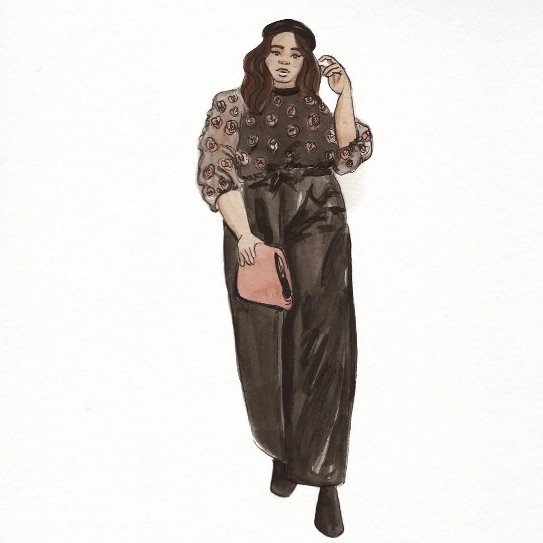 feeling romantic in a floral top and leather trousers ✨