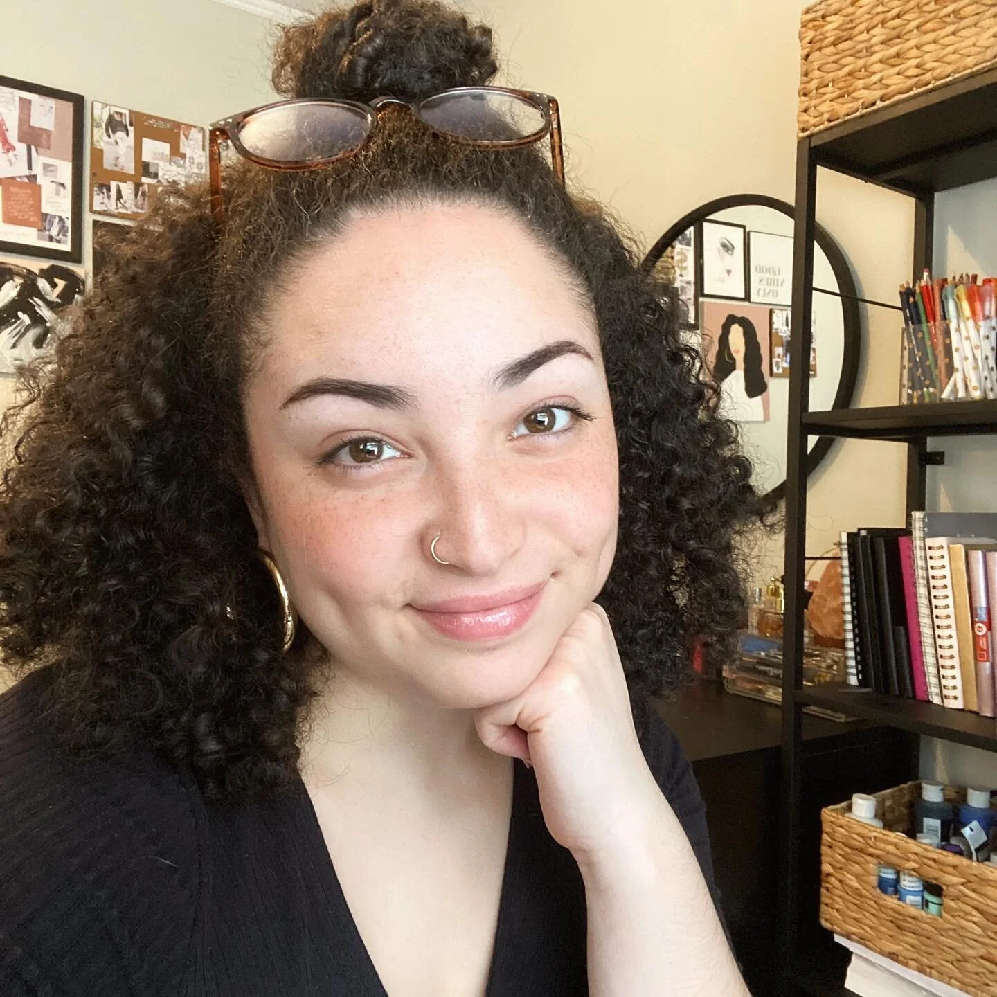 hello from my little home studio! ✨ it&rsquo;s been a while since I showed my face so I figured I&rsquo;d pop in to say hi! 
&bull;
I&rsquo;m Denisha, the designer and illustrator behind all of these posts! thanks for coming along on this journey wit