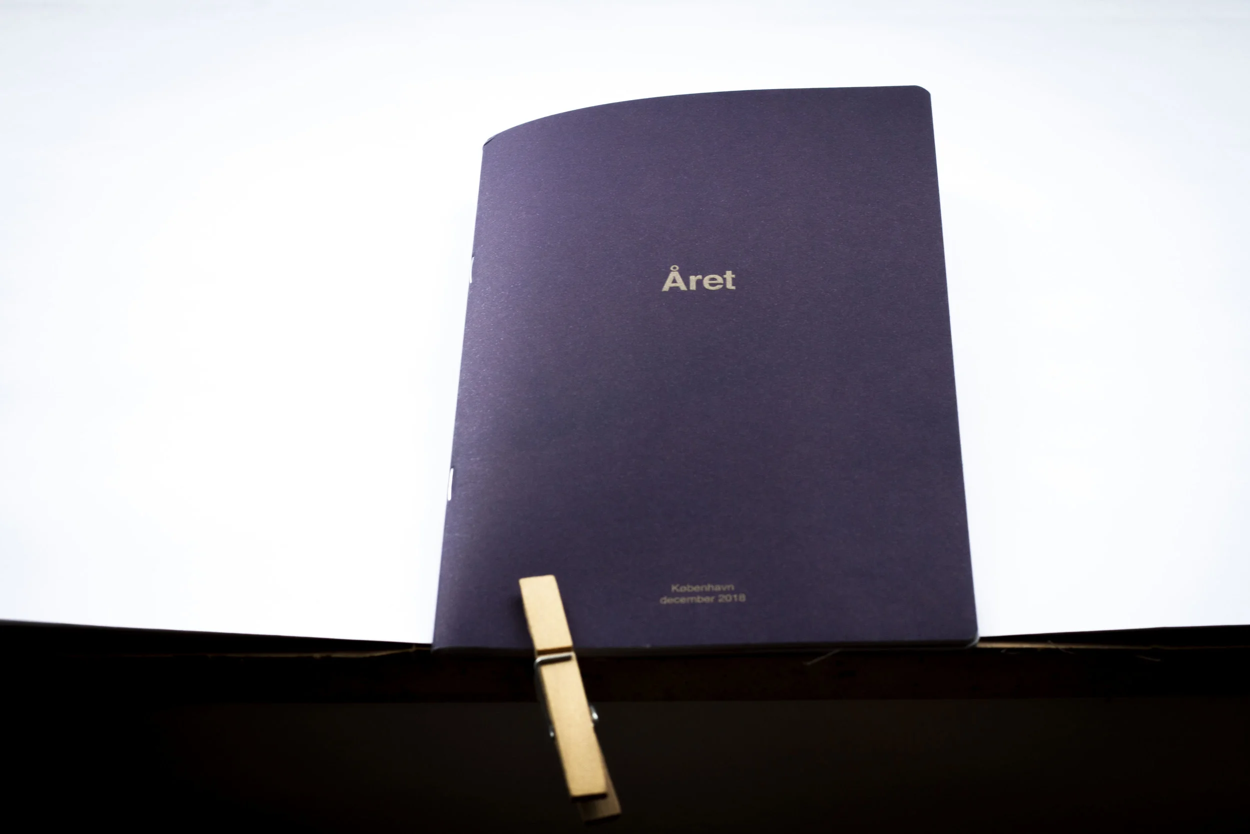 Published by Blankt Papir Press. Plum blue cover, 250gr carton, offset printing and embossing. Paper 120gr matte, digital printing. 56 pages of Danish art photography. 100 copies only.