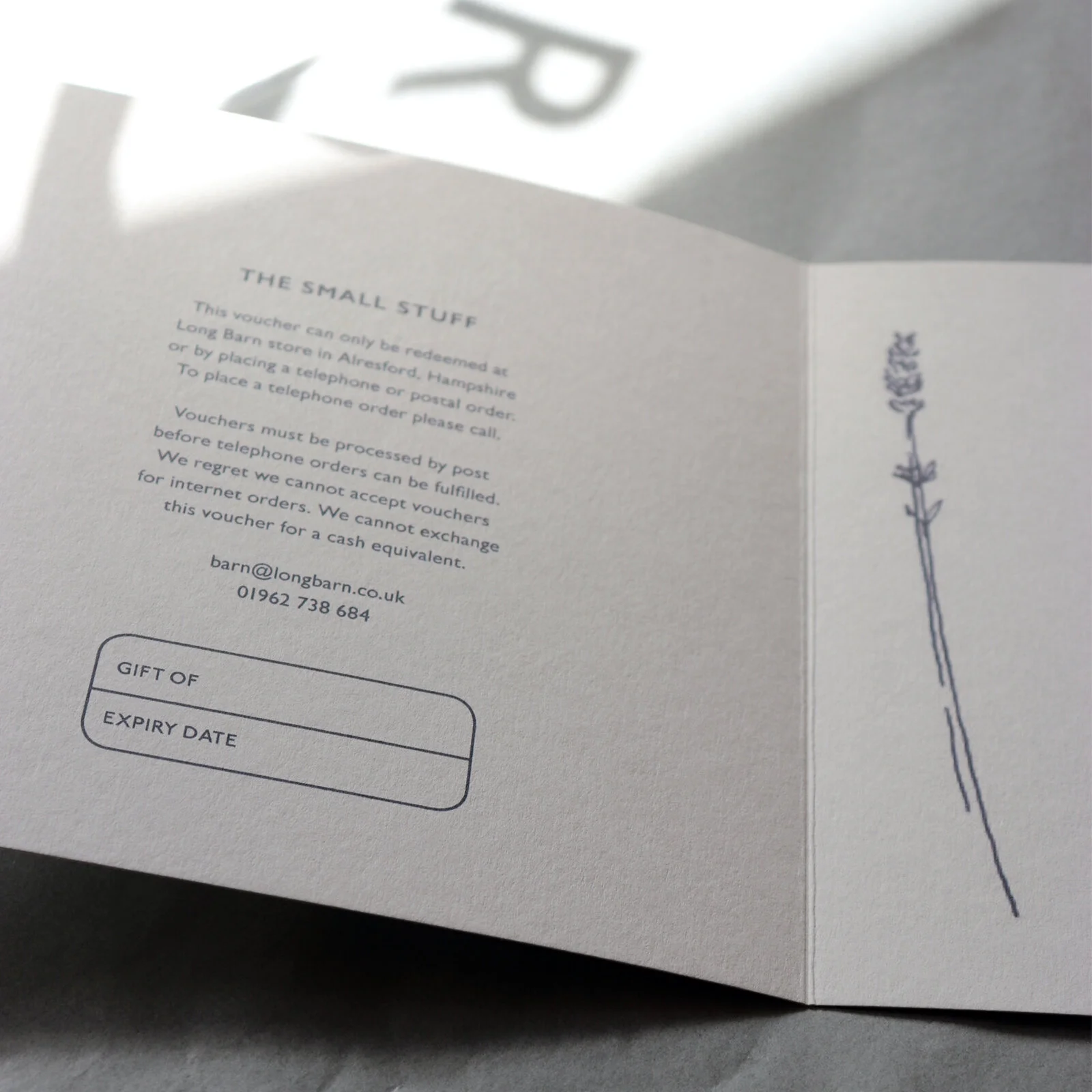 long barn lavender growers gift card - inside (Copy)