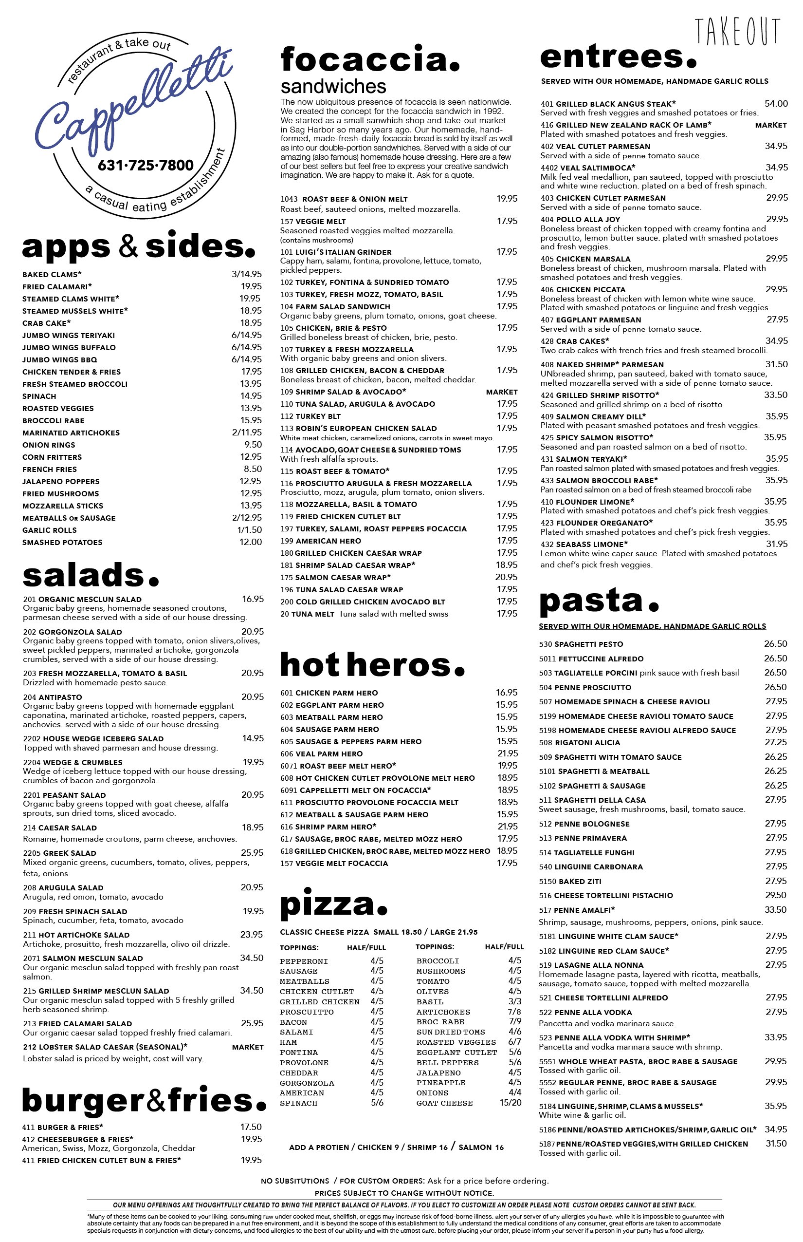 take out menu