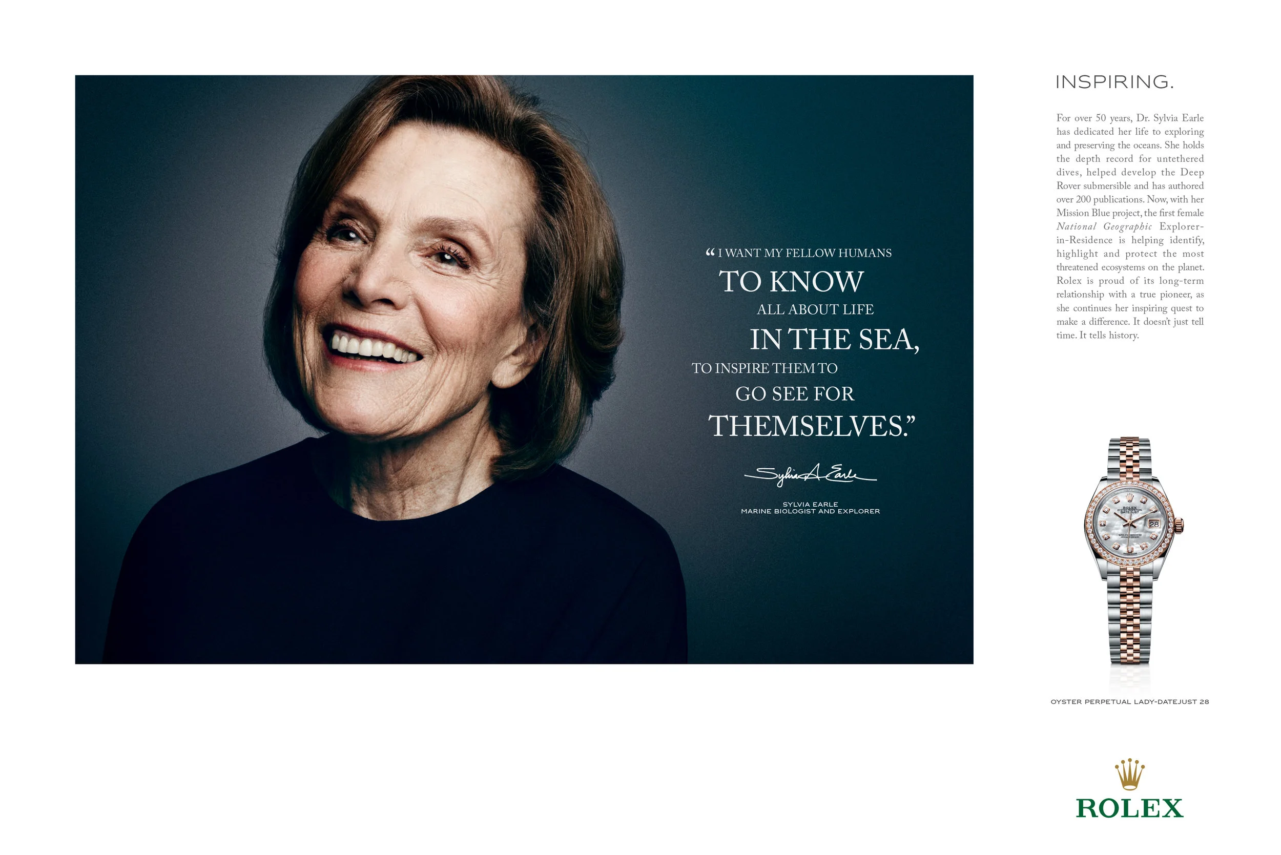 Rolex - Women's campaign - Sylvia Earle Print Ad