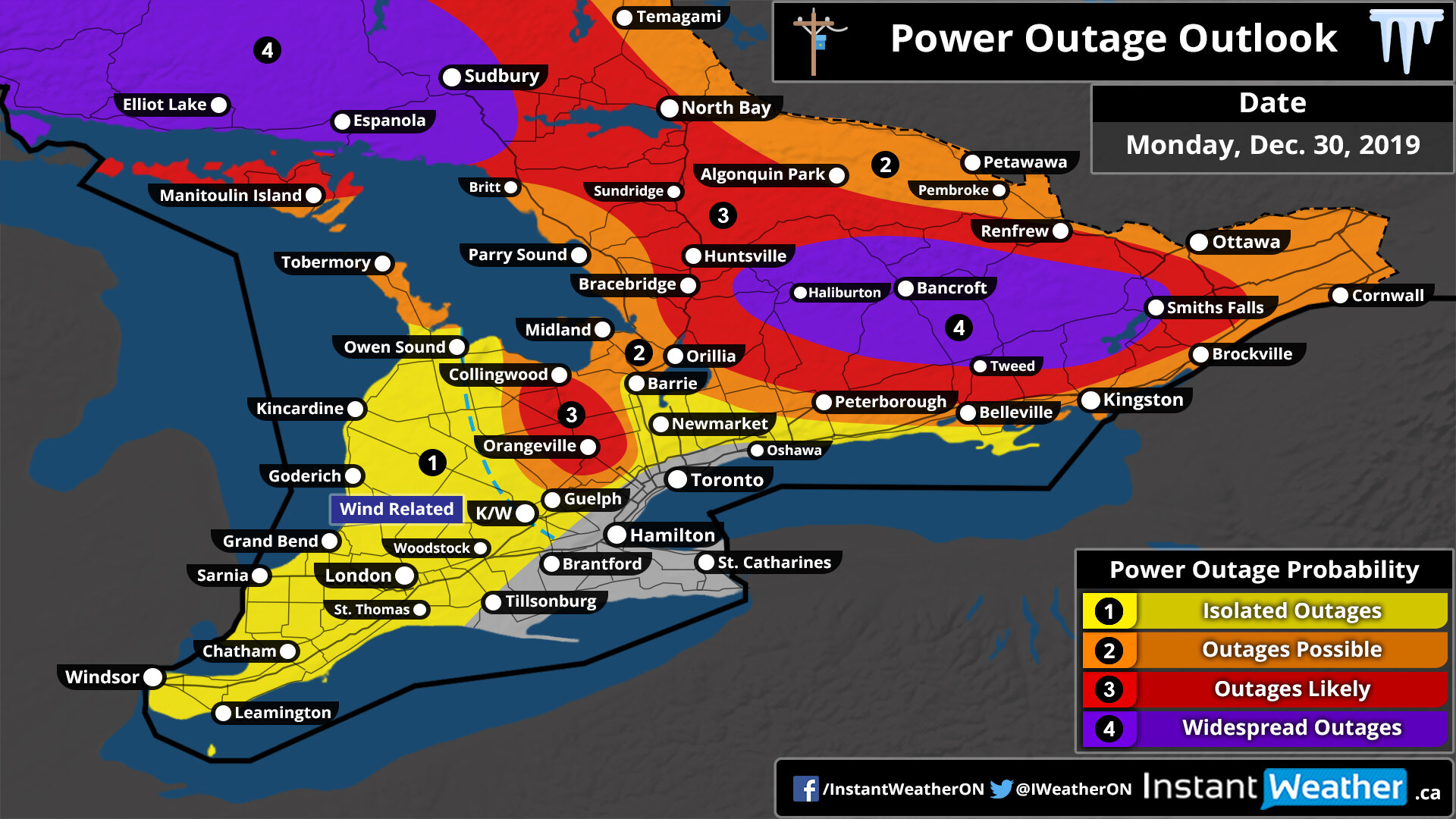 Power Outage Outlook for Monday, December 30, 2019 — Instant Weather