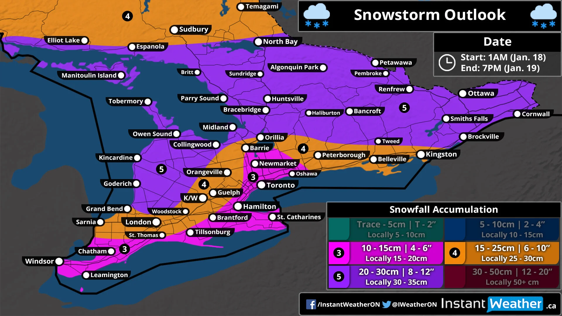 Weekend Snowstorm May Bring the Season’s Biggest Snowfall to Southern Ontario With 1530cm of