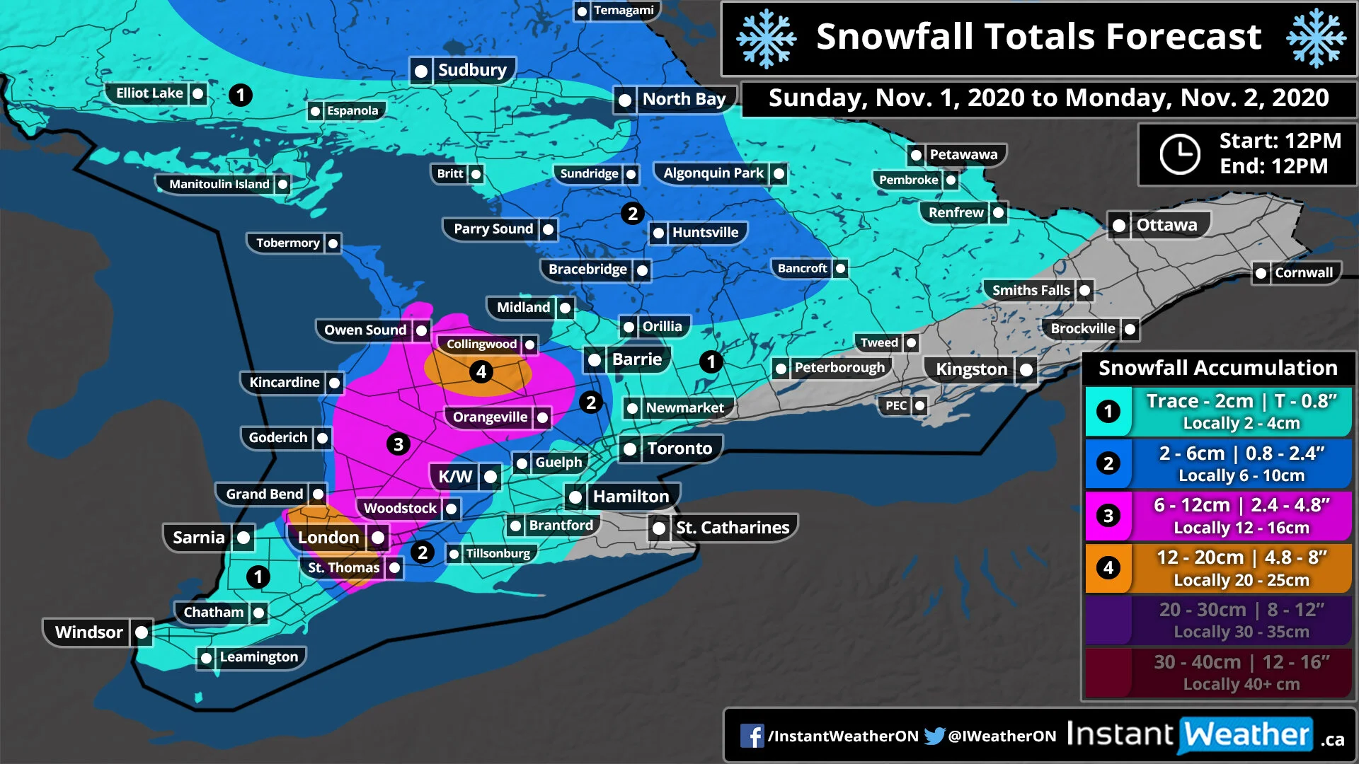 Windy & Snowy Start to November for Southern Ontario; Snow Squalls to