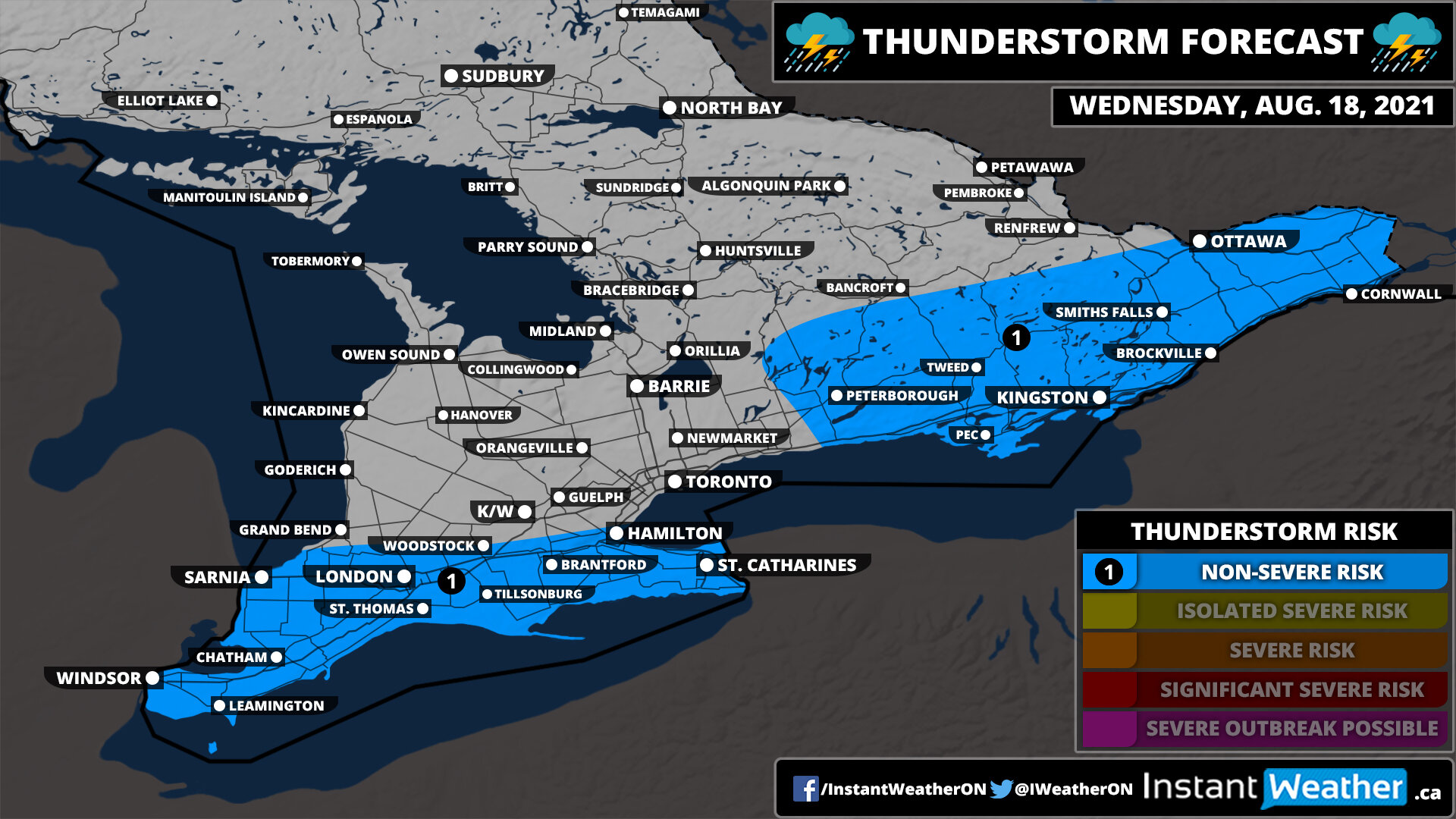 Southern Ontario Thunderstorm Outlook for Wednesday, August 20 ...