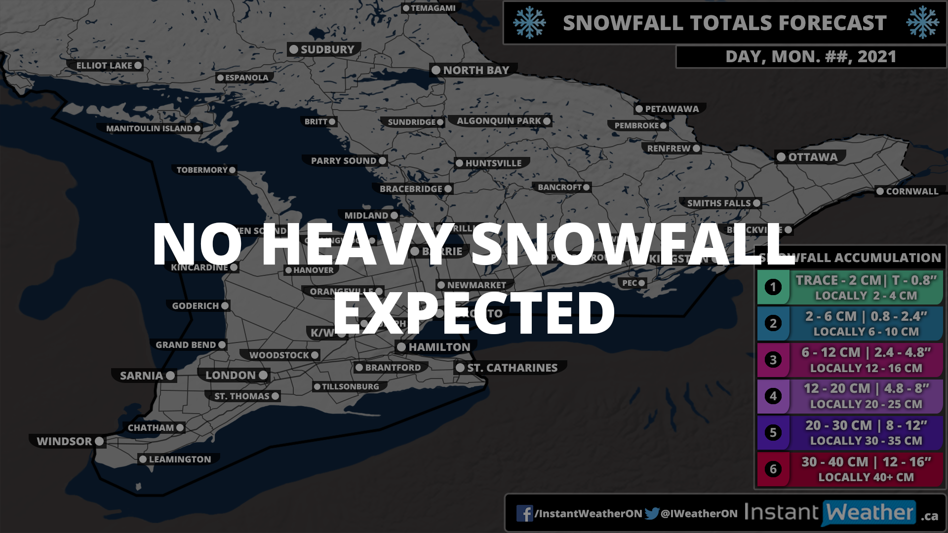 Southern Ontario Snowfall Outlook for Wednesday, December 1, 2021