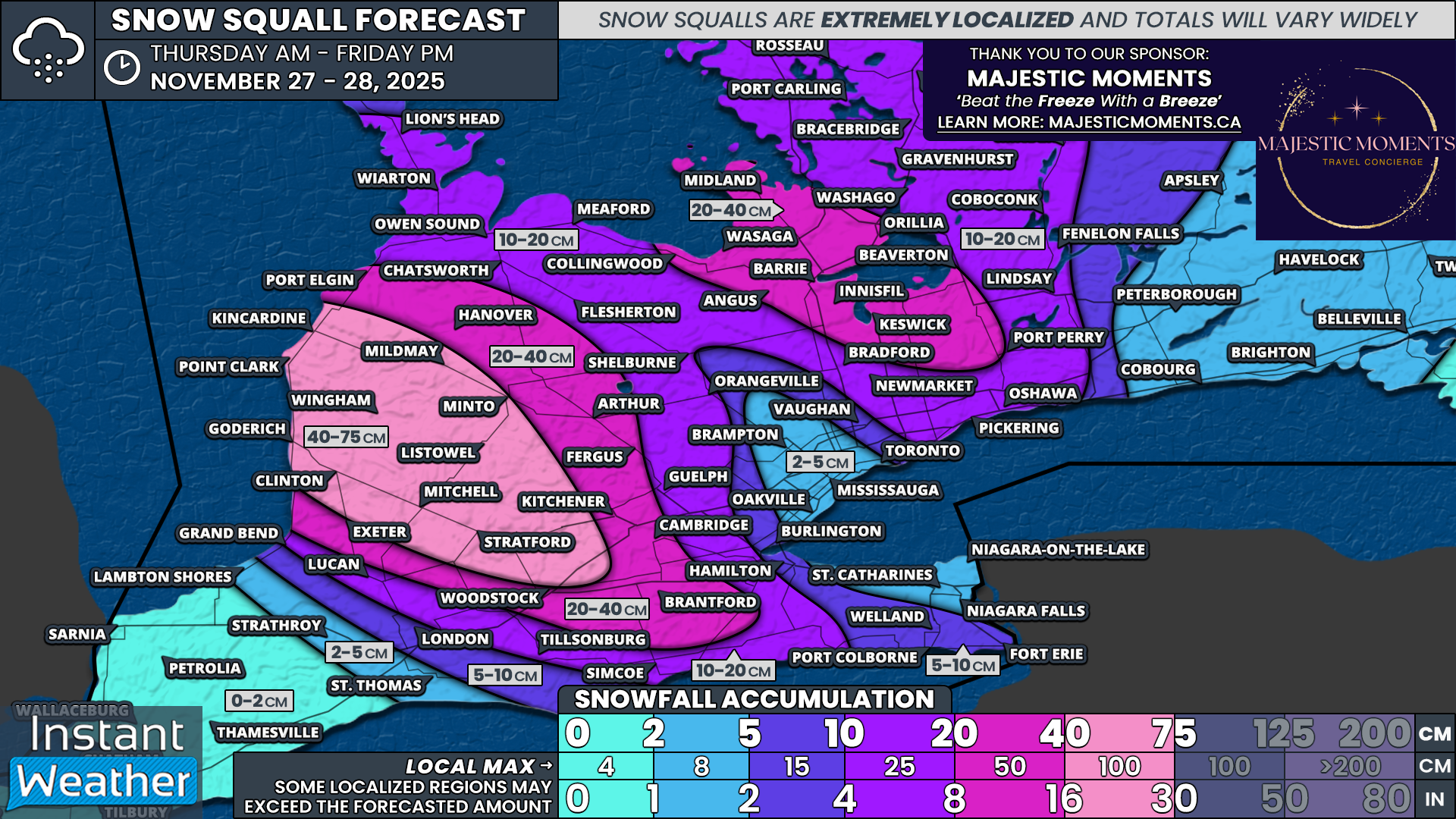 Dangerous Snow Squalls Target Southern Ontario’s Snowbelt Starting Thursday With Up to 75cm of Snow Possible