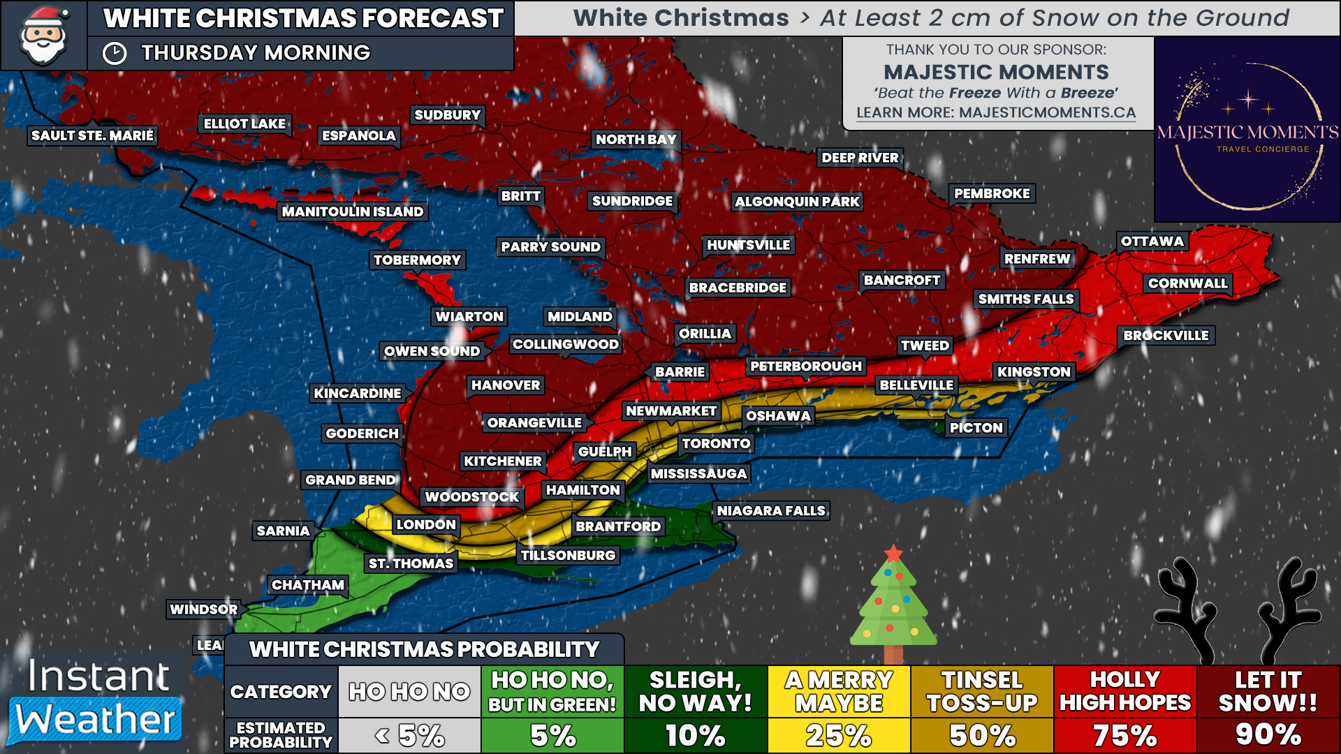White Christmas Locked In for Parts of Southern Ontario, While Others Face the Risk of a Green Christmas for 2025