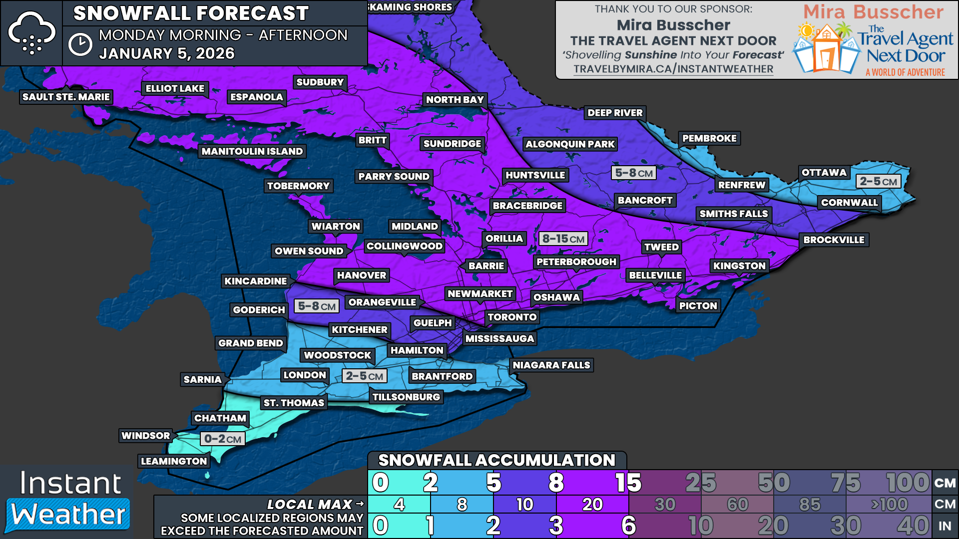 Quick Blast of Heavy Snow May Impact the Morning Commute in Southern Ontario With Up to 15cm of Snow on Monday
