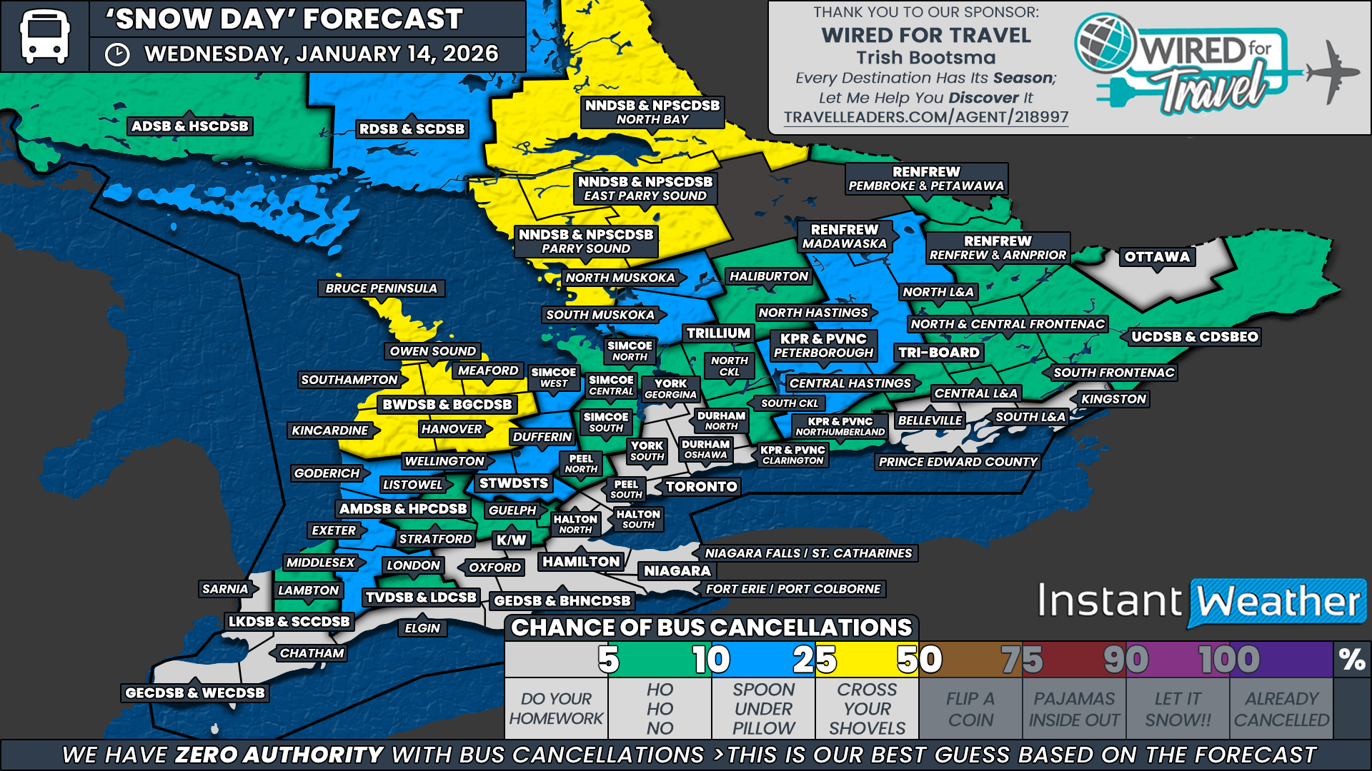 ‘Snow Day’ Forecast: Flash Freeze Risk Brings Slight Chance of School Bus Cancellations in Parts of Southern Ontario on Wednesday
