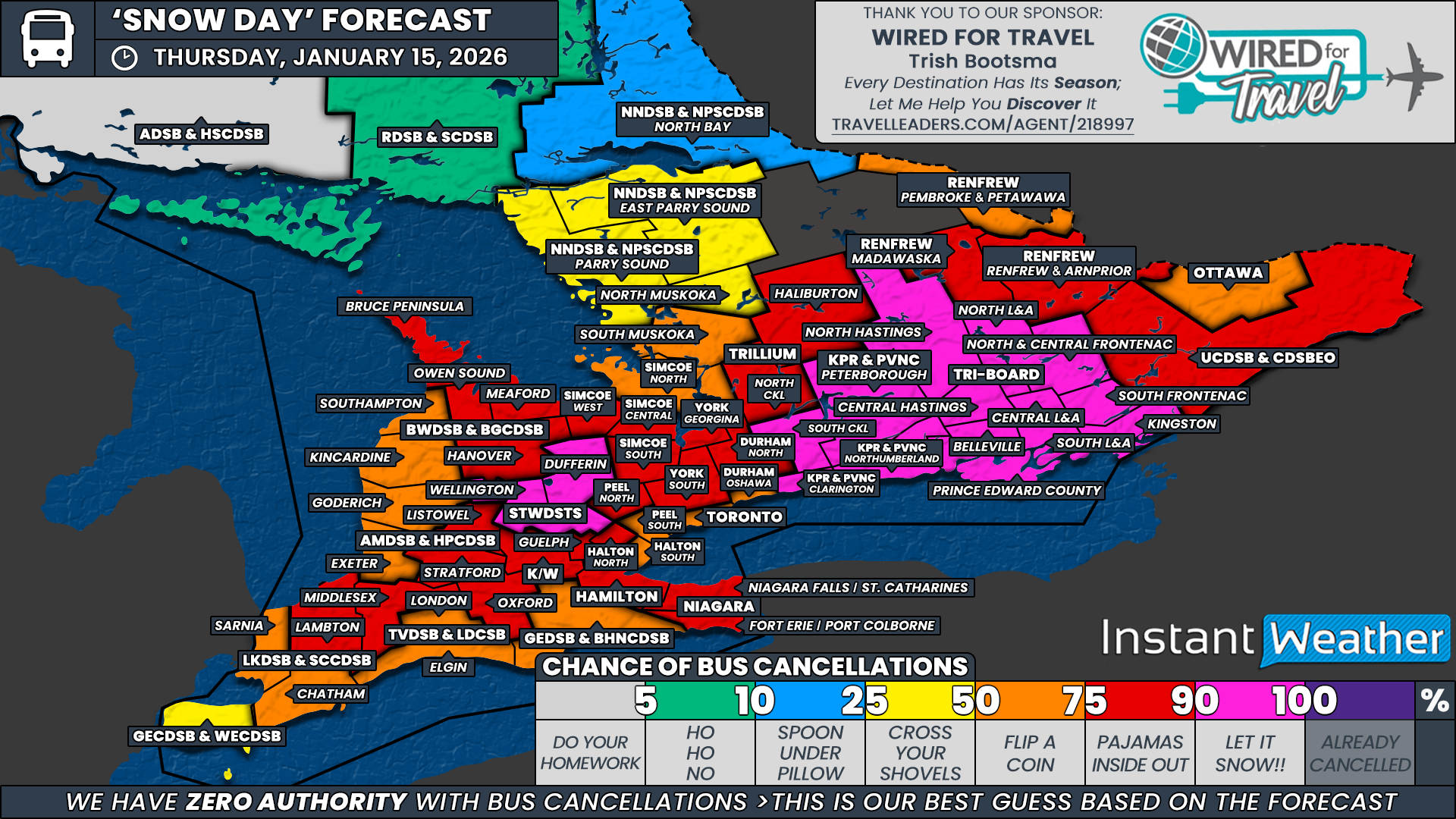 ‘Snow Day’ Forecast: Major Snowstorm Almost Certain to Cancel School Buses in Much of Southern Ontario on Thursday