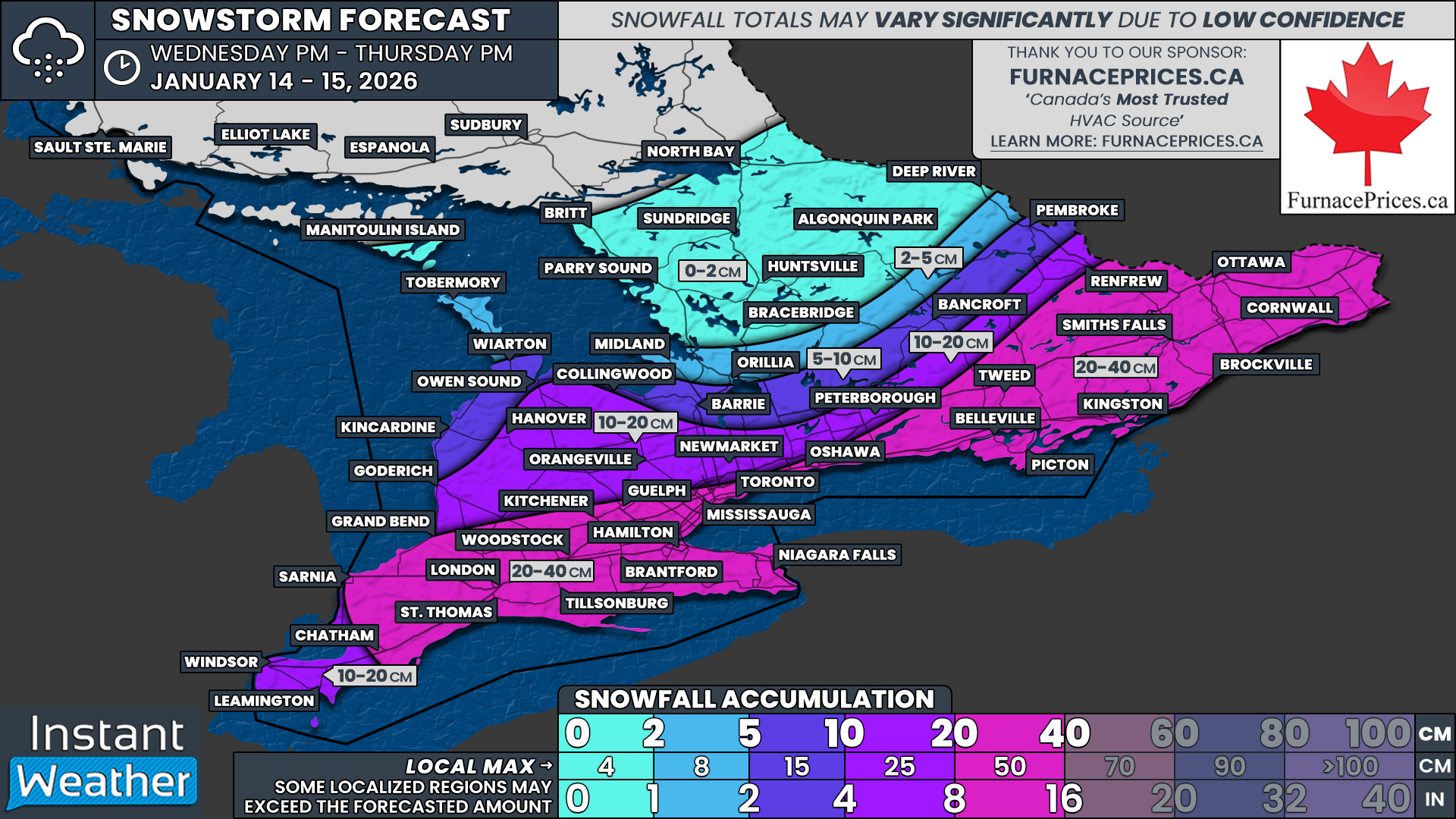 High-Impact Snowstorm to Disrupt Thursday Morning Commute for Toronto, London, Ottawa and Eastern Ontario With Up to 20-40cm of Snow