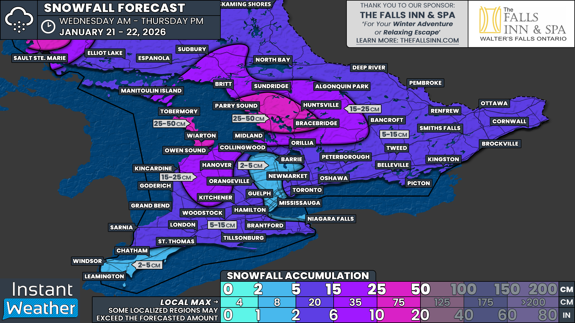 Snowy One-Two Punch Targets Southern Ontario Starting Wednesday as Alberta Clipper and Squalls Dump Up to 25 to 50 cm of Snow