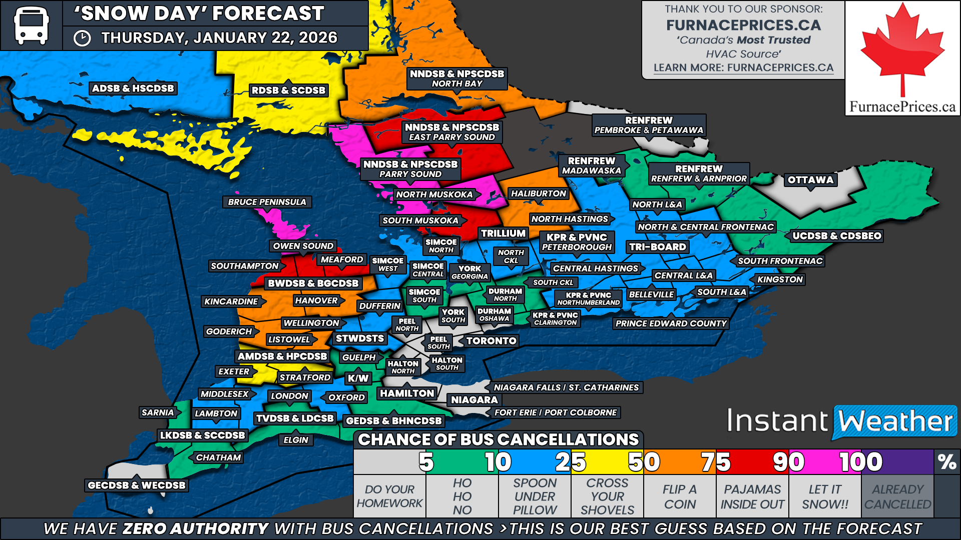 ‘Snow Day’ Forecast: Localized School Bus Cancellations Likely on Thursday in Parts of Southern Ontario