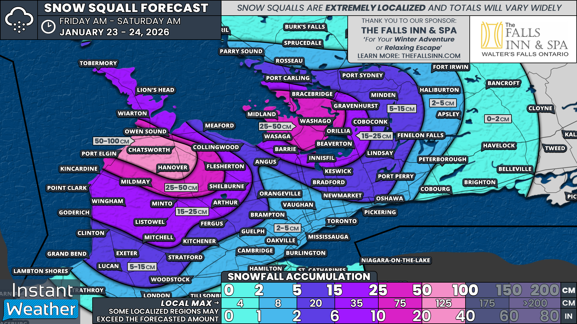 No End in Sight for Simcoe County and Grey-Bruce as Endless Snow Squalls Bring the Risk of Over 50cm More Snow on Friday