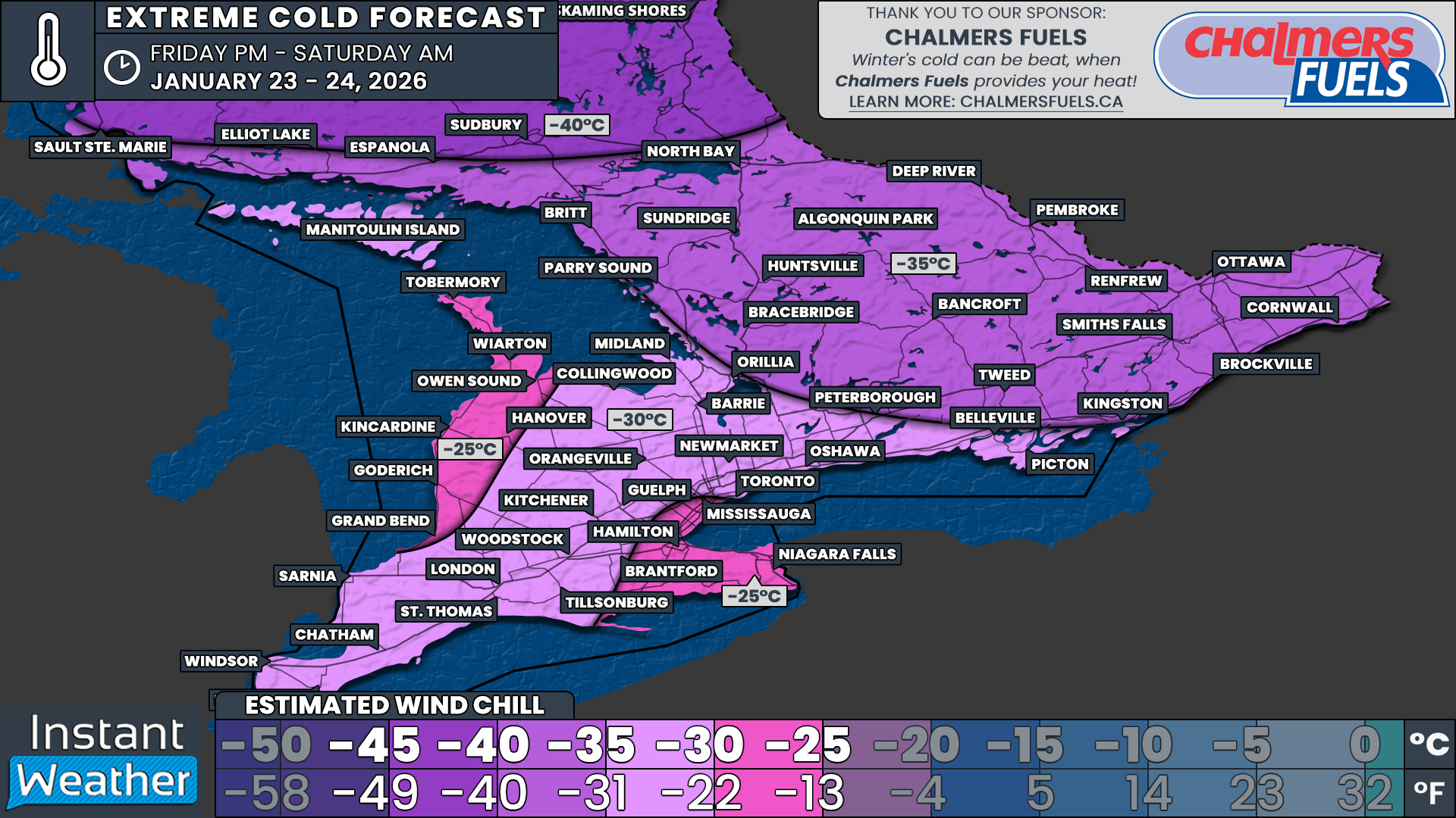 Potentially Coldest Night in Years Ahead for Southern Ontario as Arctic Air Sends Wind Chills Below -30°C