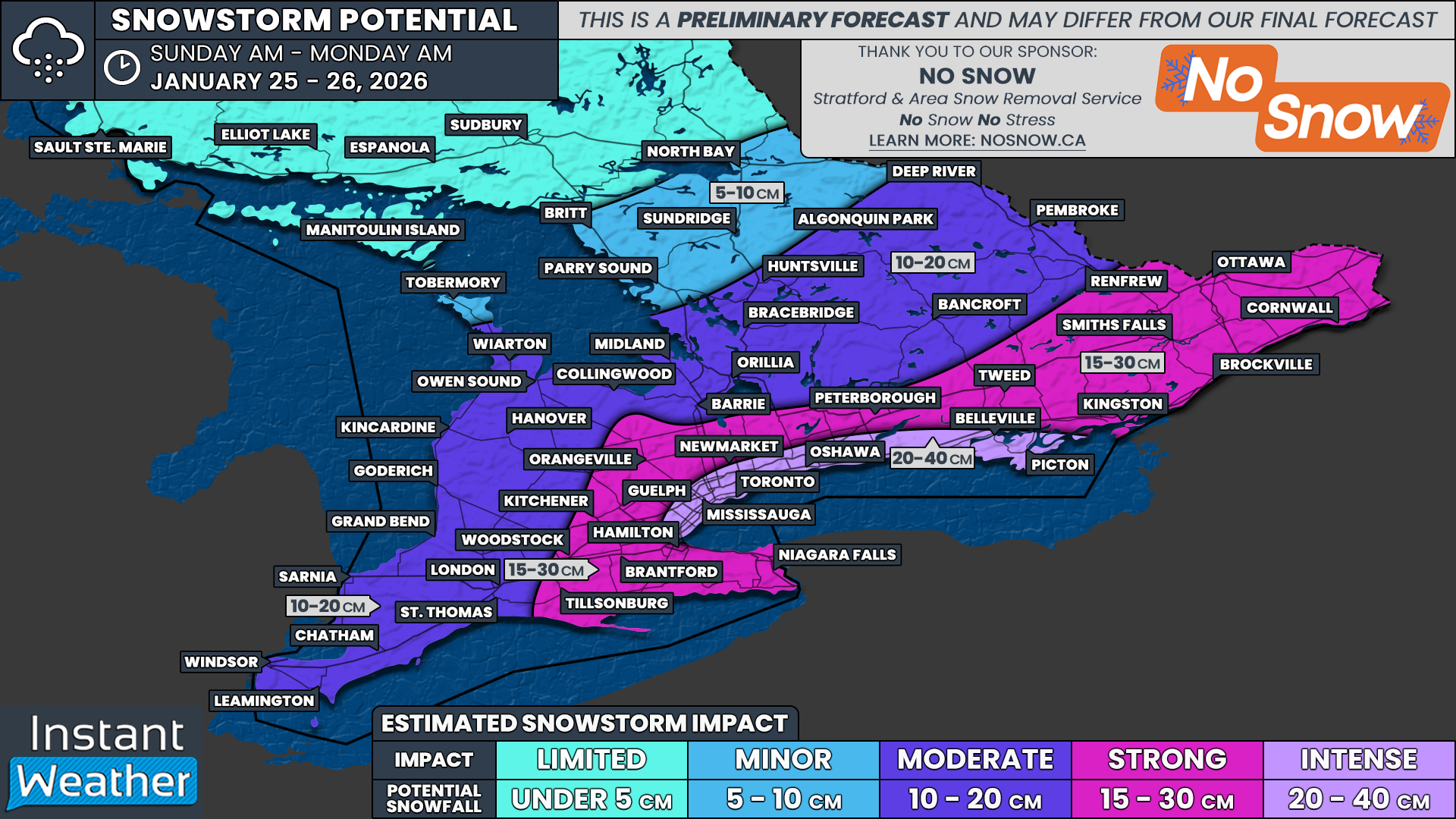 Another Major Snowstorm Targets the GTA and Parts of Southern Ontario on Sunday With Up to 20-40cm of Snow