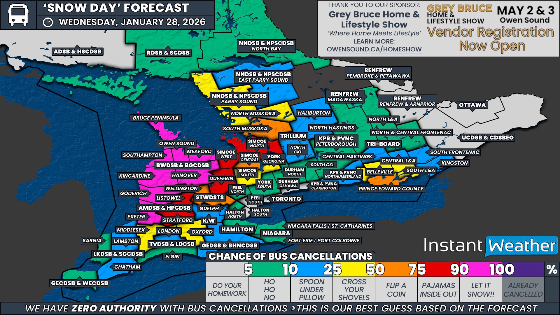 ‘Snow Day’ Forecast: Another Likely Day of School Bus Cancellations in Parts of Southern Ontario on Wednesday